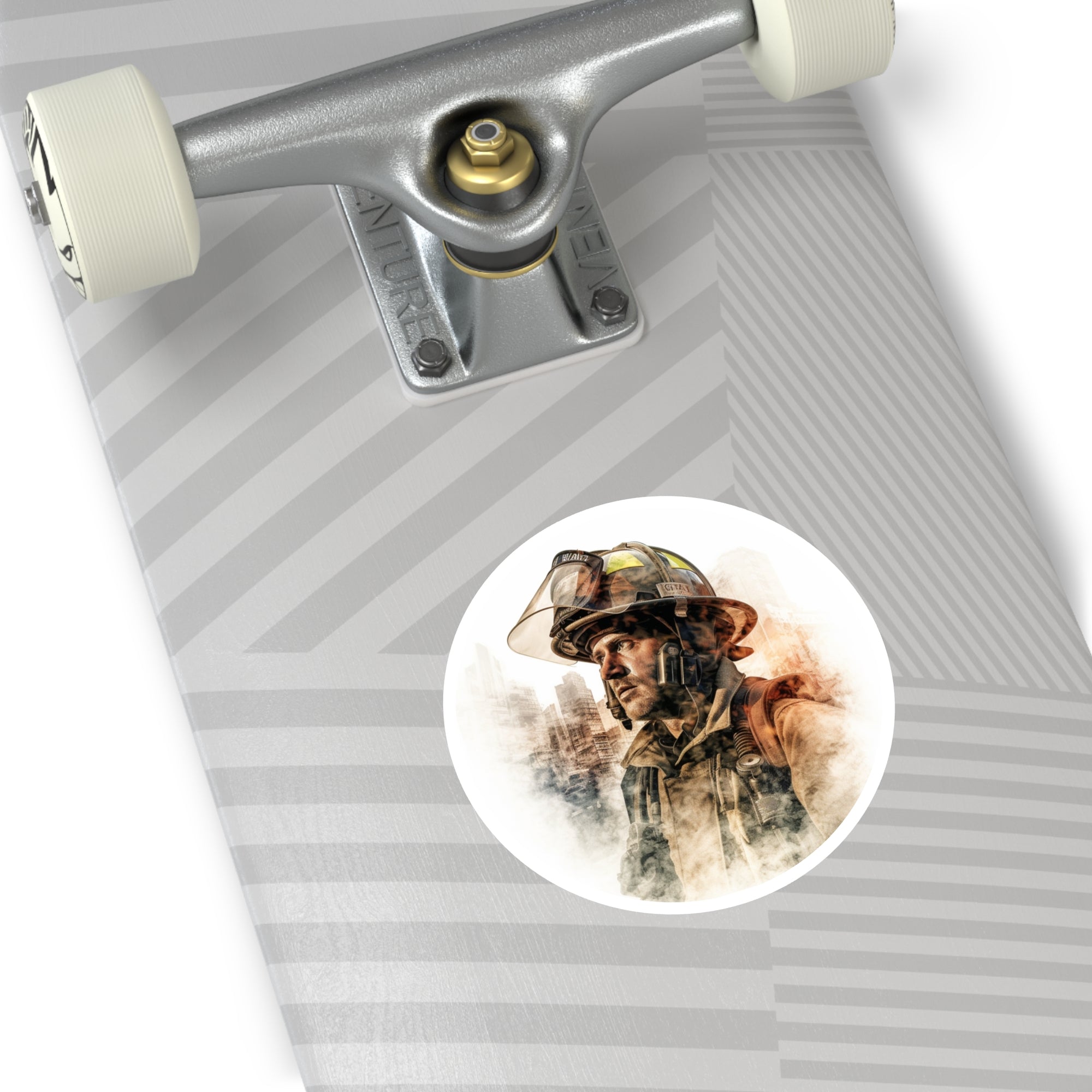 Firefighter City Sticker, Double Exposure Art, Hero Theme, Urban Design