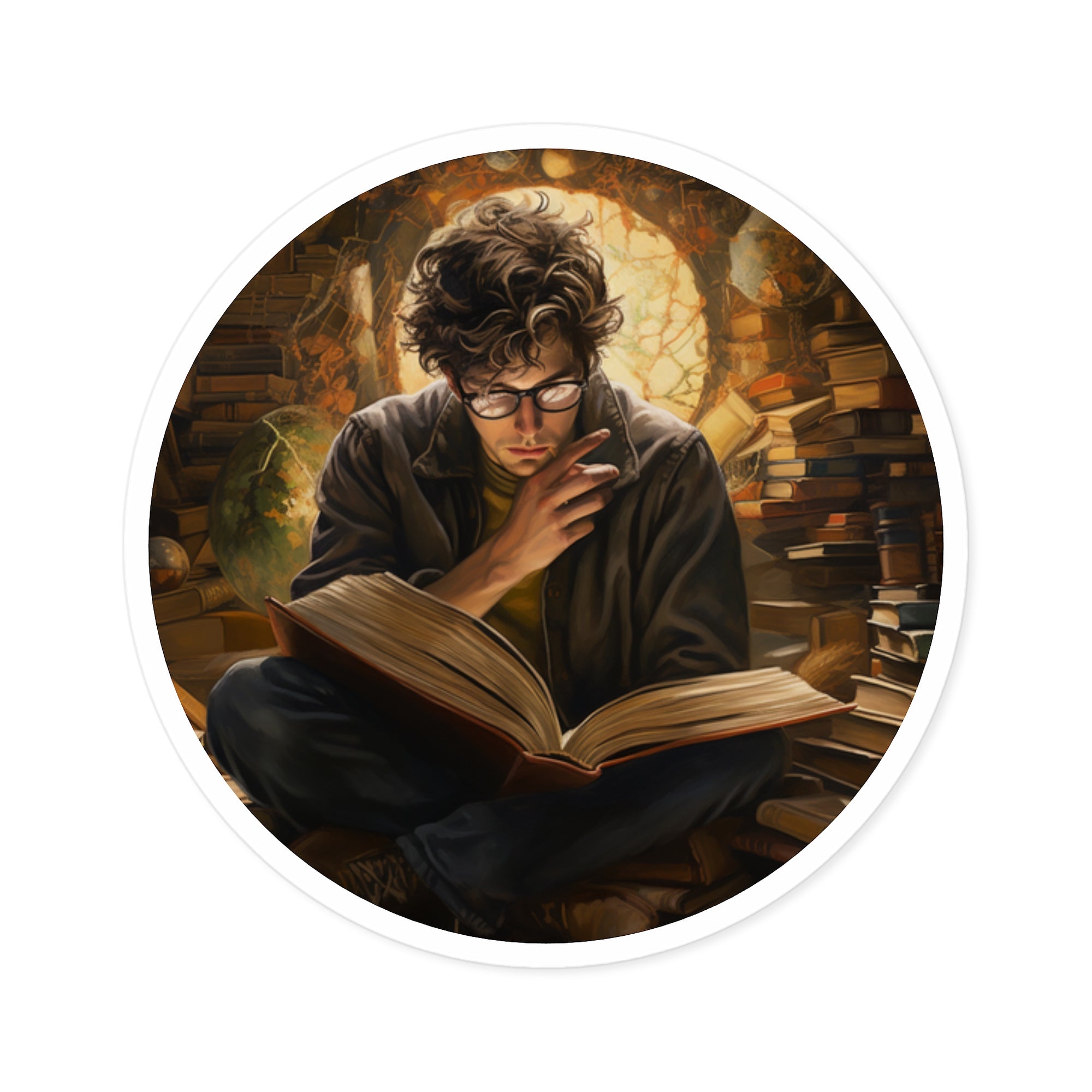 Bookworm Study, Cozy Reading Sticker, Library Vibes, Scholar