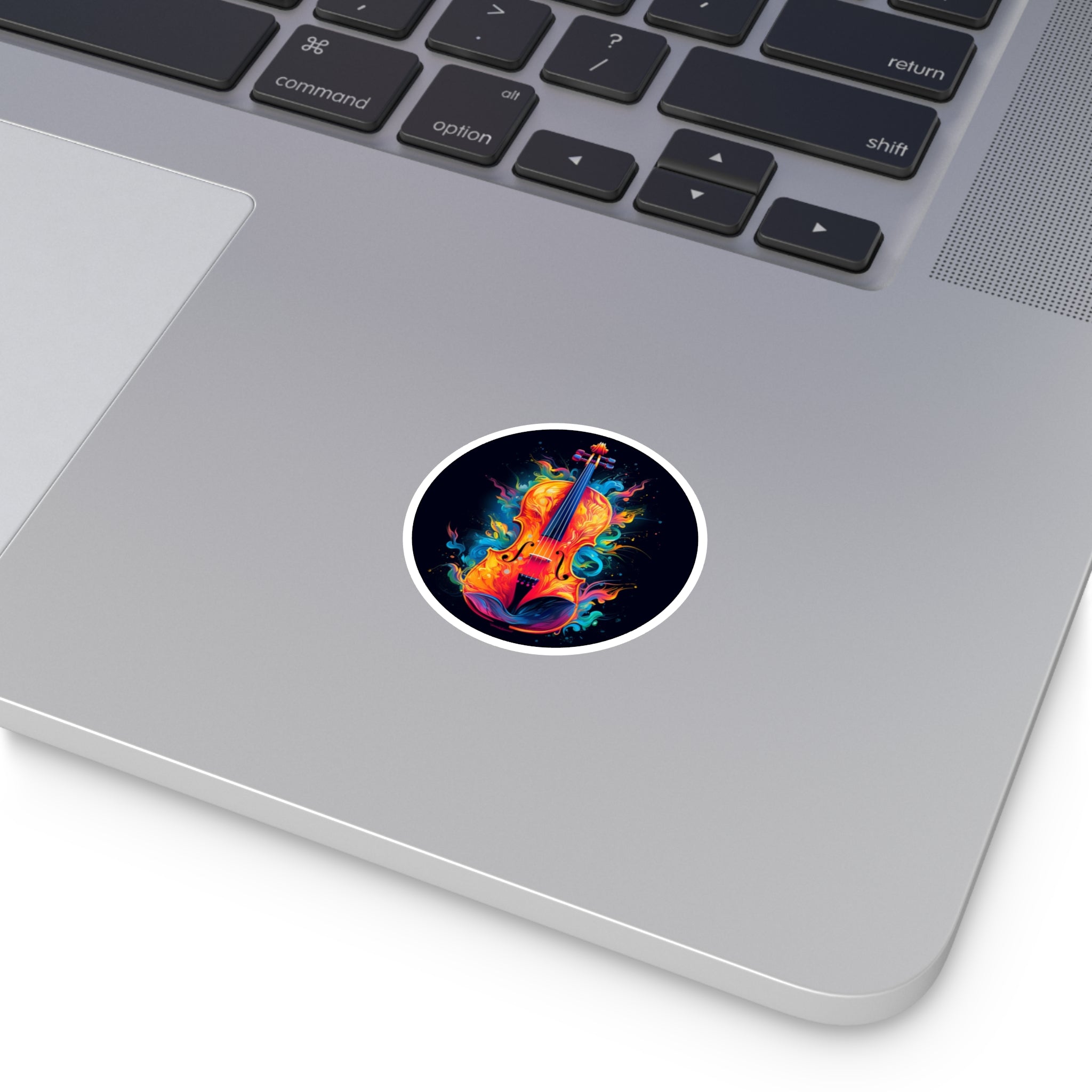 Fiery Violin, Musical Art Sticker, Laptop Decal, Creative Music Gift