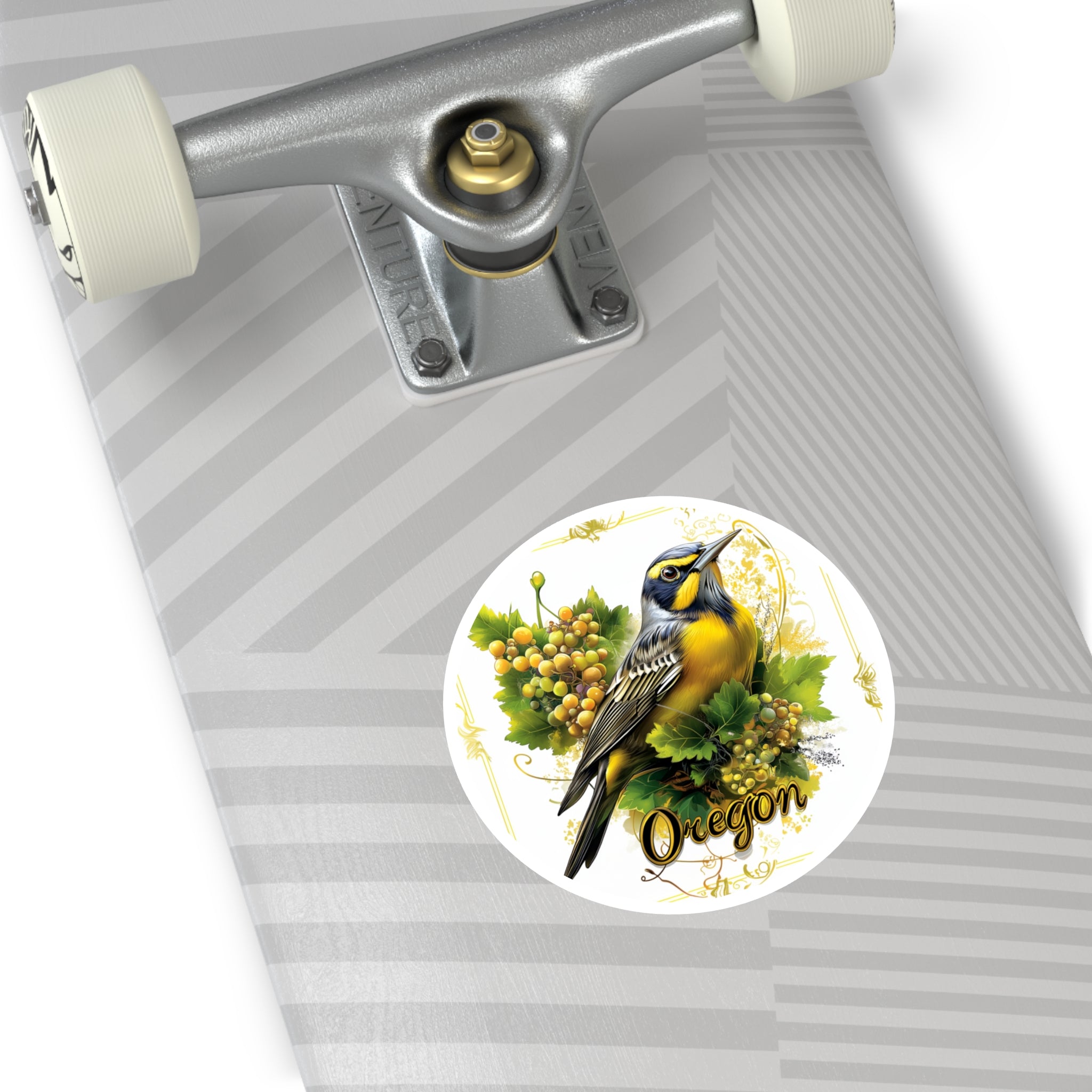 Oregon Meadowlark Sticker, State Bird Design, Grape Blossom Art, Nature Gift