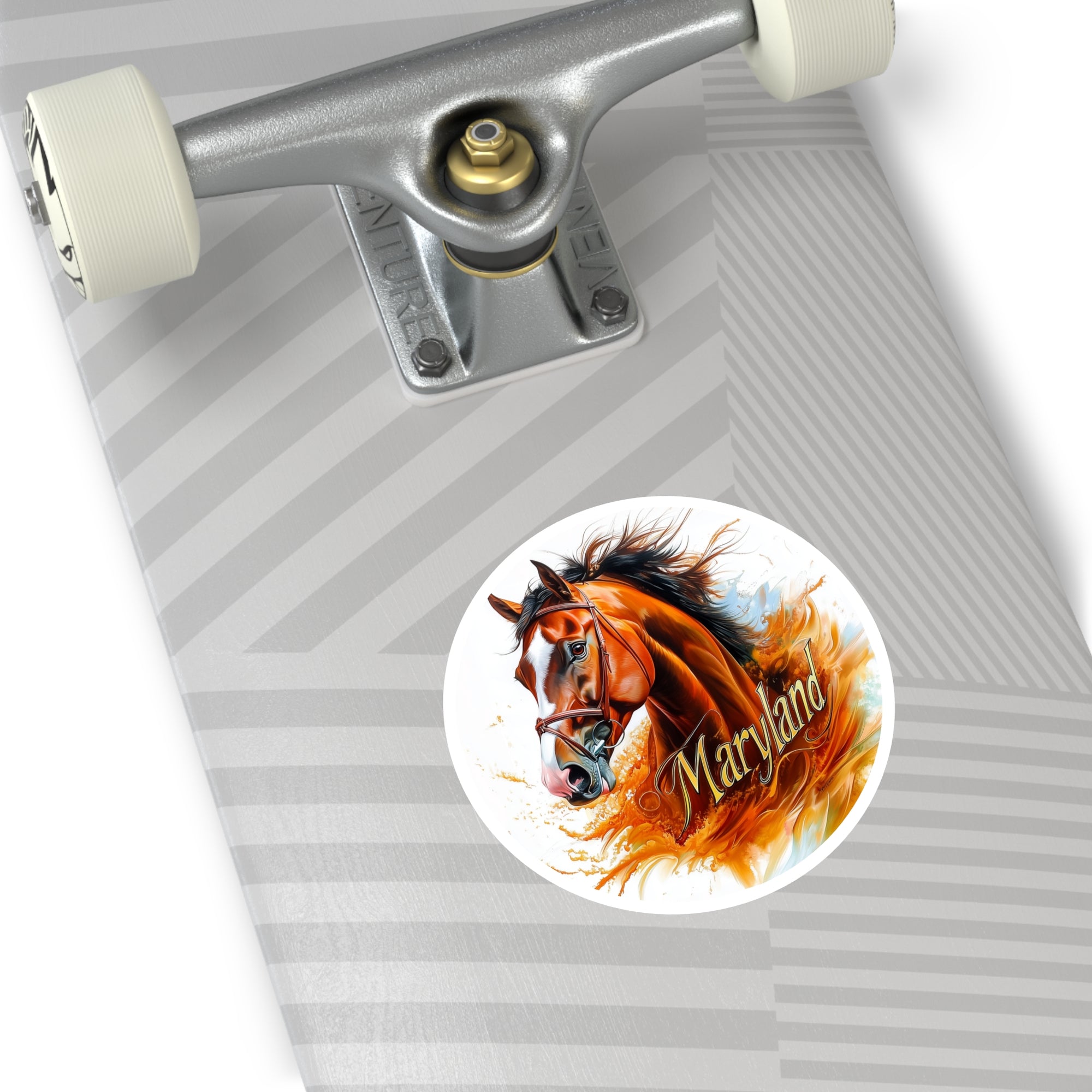 Maryland Horse Sticker, State Design, Equestrian Art, Fiery Style