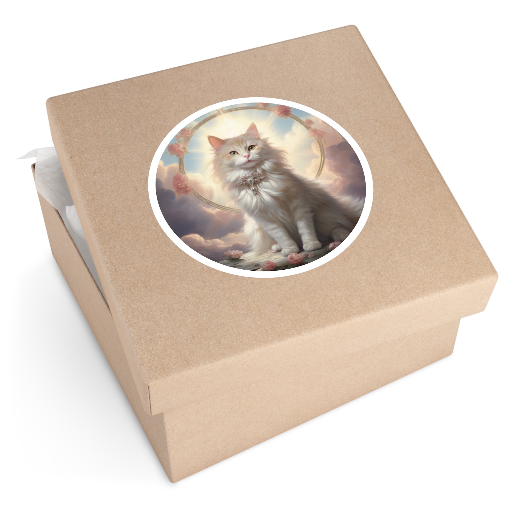 Serene Cat, Soft Art Sticker, Journal Decor, Gentle Gift