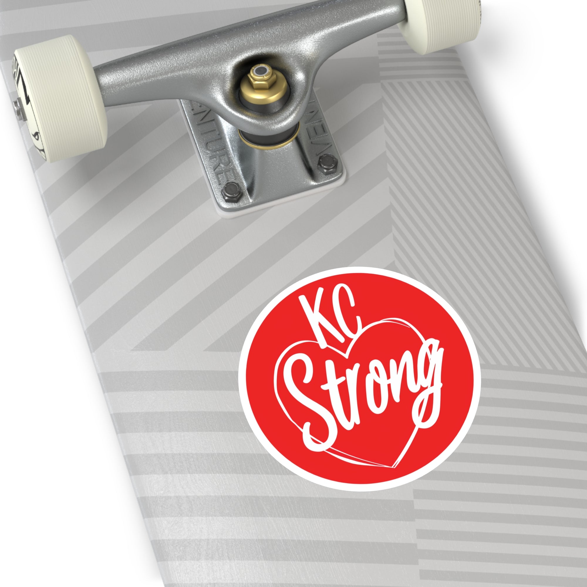 KC Strong Sticker, Red Heart Design, Bold Typography, Supportive Message