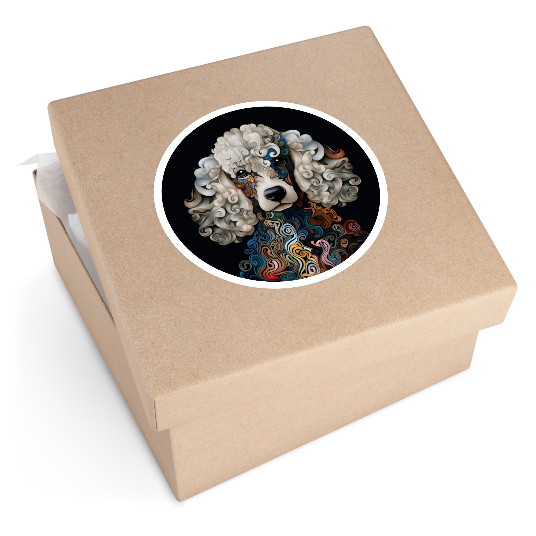 Color Swirl Poodle Sticker, Artistic Dog Design, Abstract Pet Art, Unique Gift