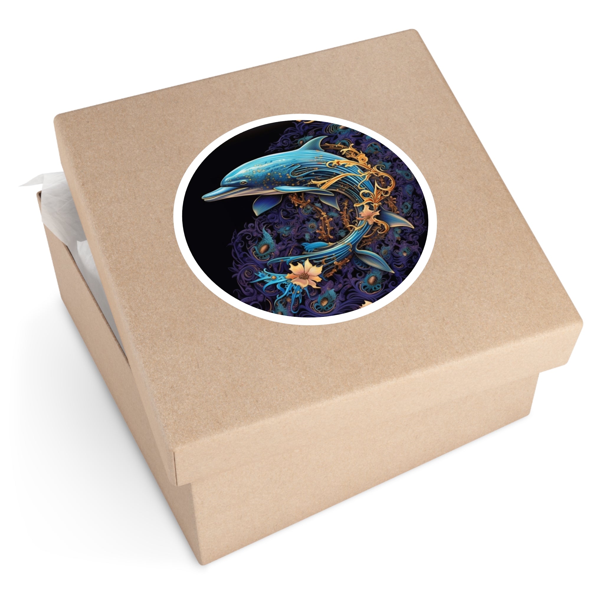 Dolphin in Ocean, Mystical Sea Animal Sticker, Marine Life Art, Beach Gift