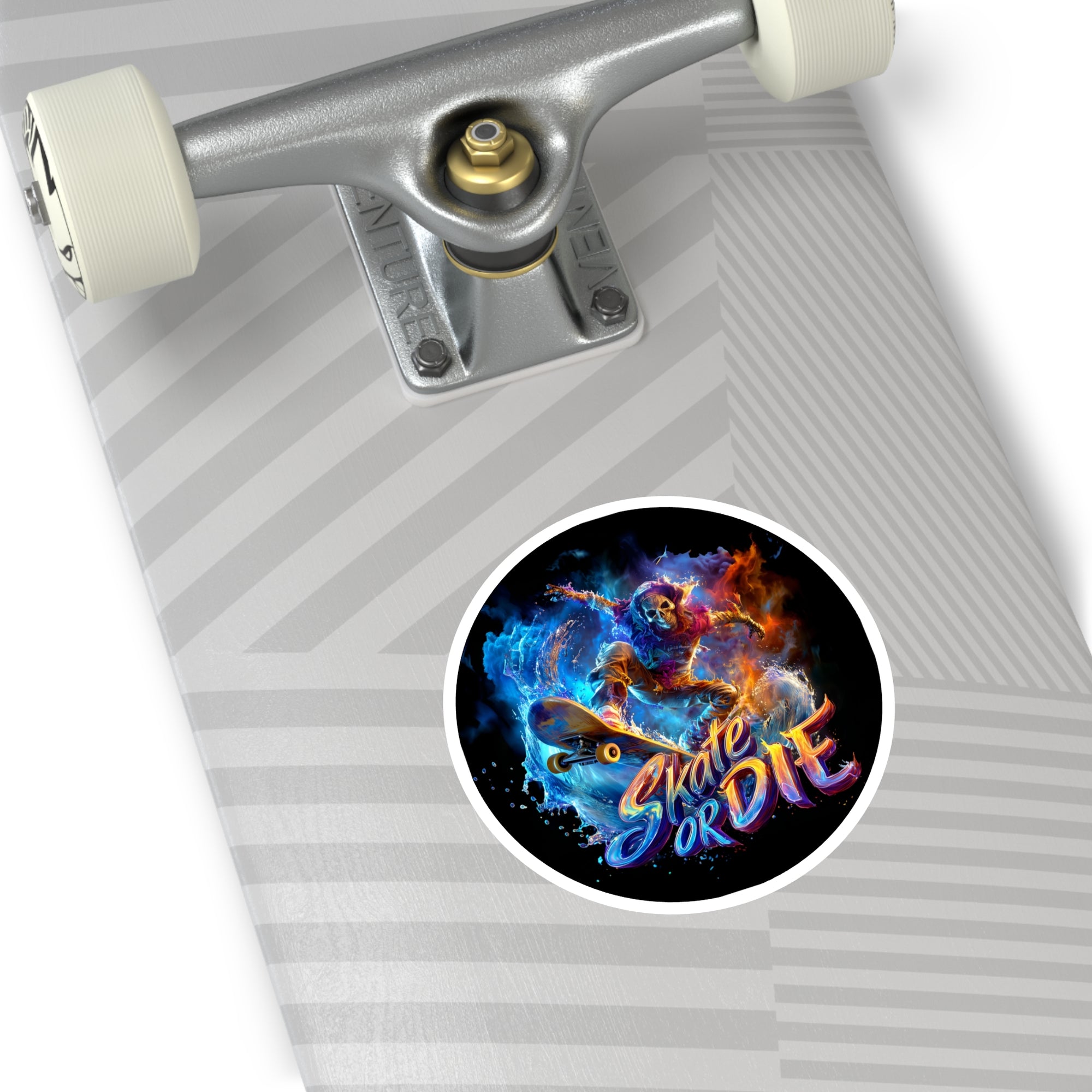 Skate or Die sticker, extreme sports art, skater theme, bold action design