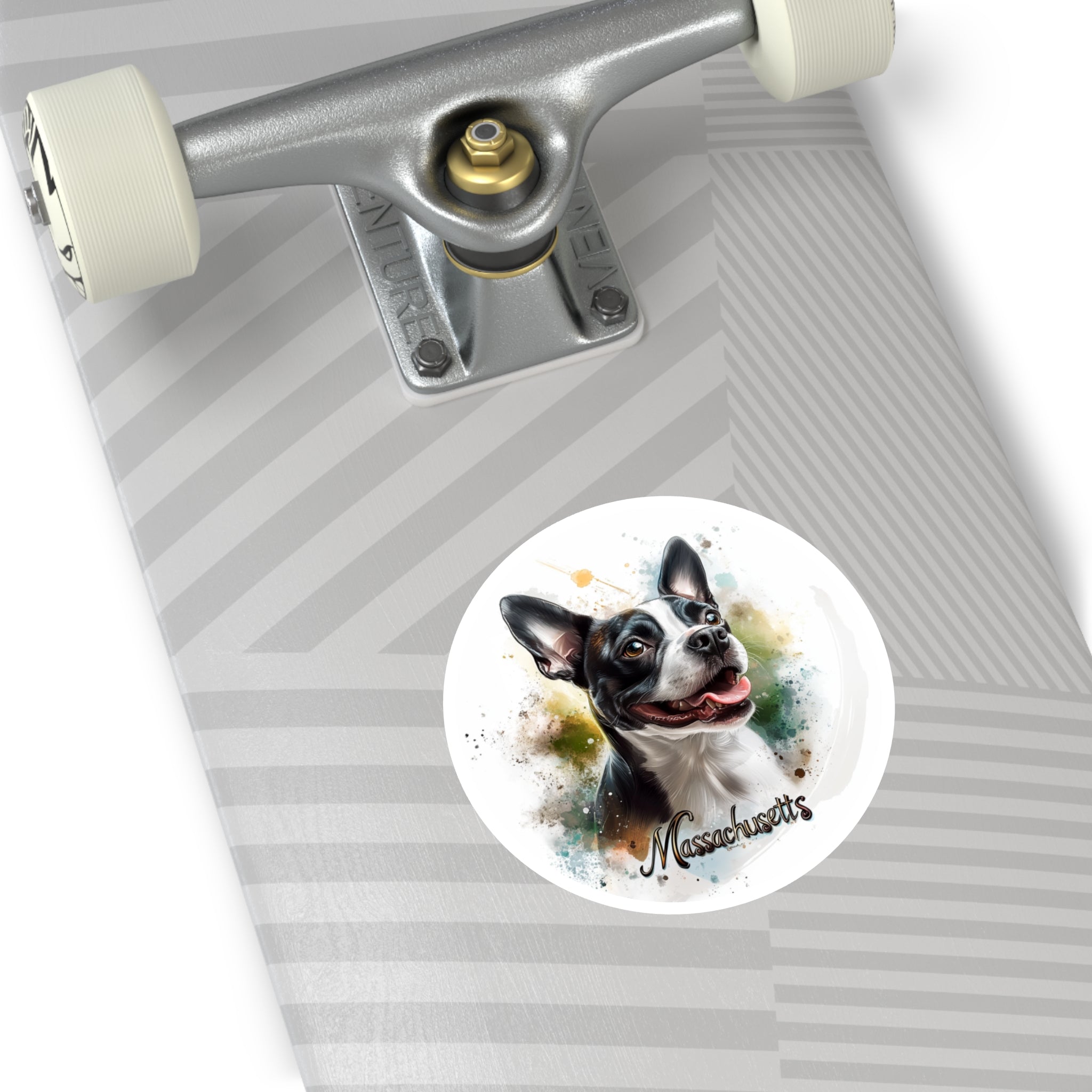 Massachusetts Boston Terrier, State Dog Sticker, Pet Art, Playful Design