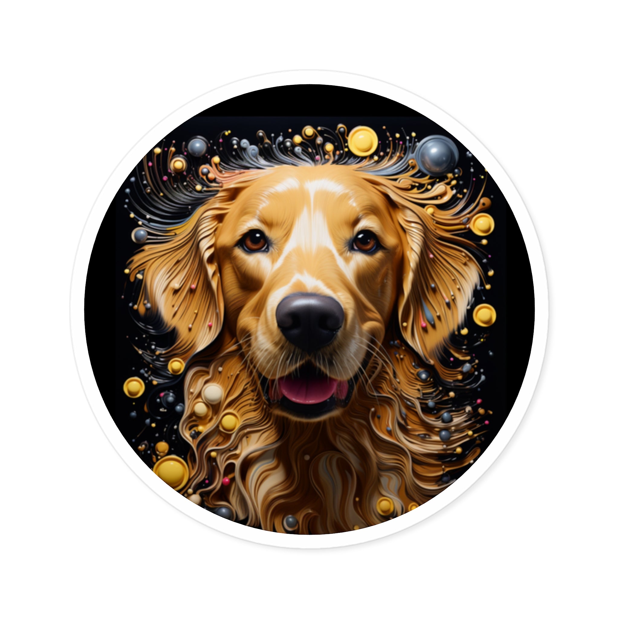Golden Retriever Sticker, Abstract Pet Art, Colorful Dog Design, Joyful Gift