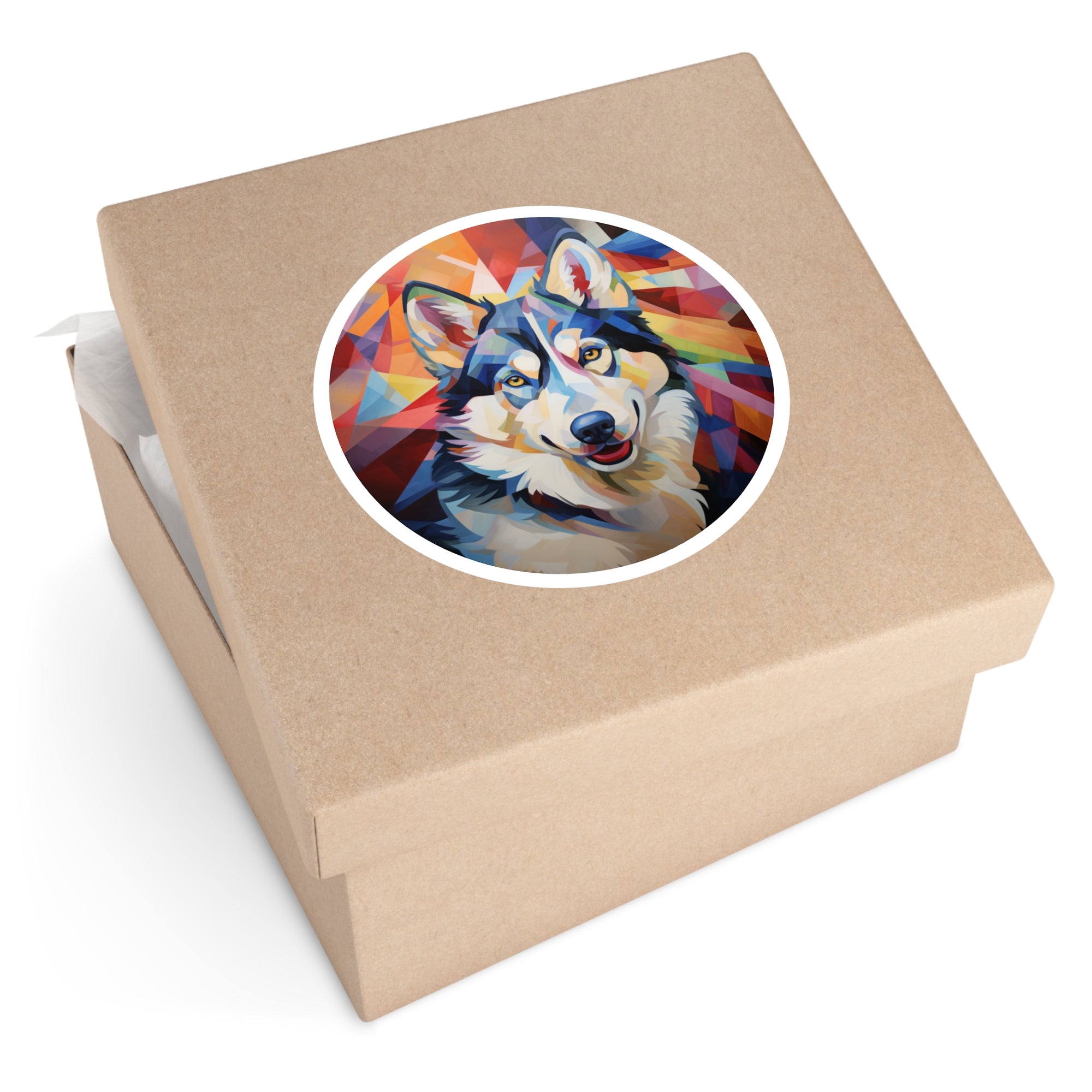 Alaskan Malamute, Cubism Sticker, Laptop Decal, Gift for Dog Lovers