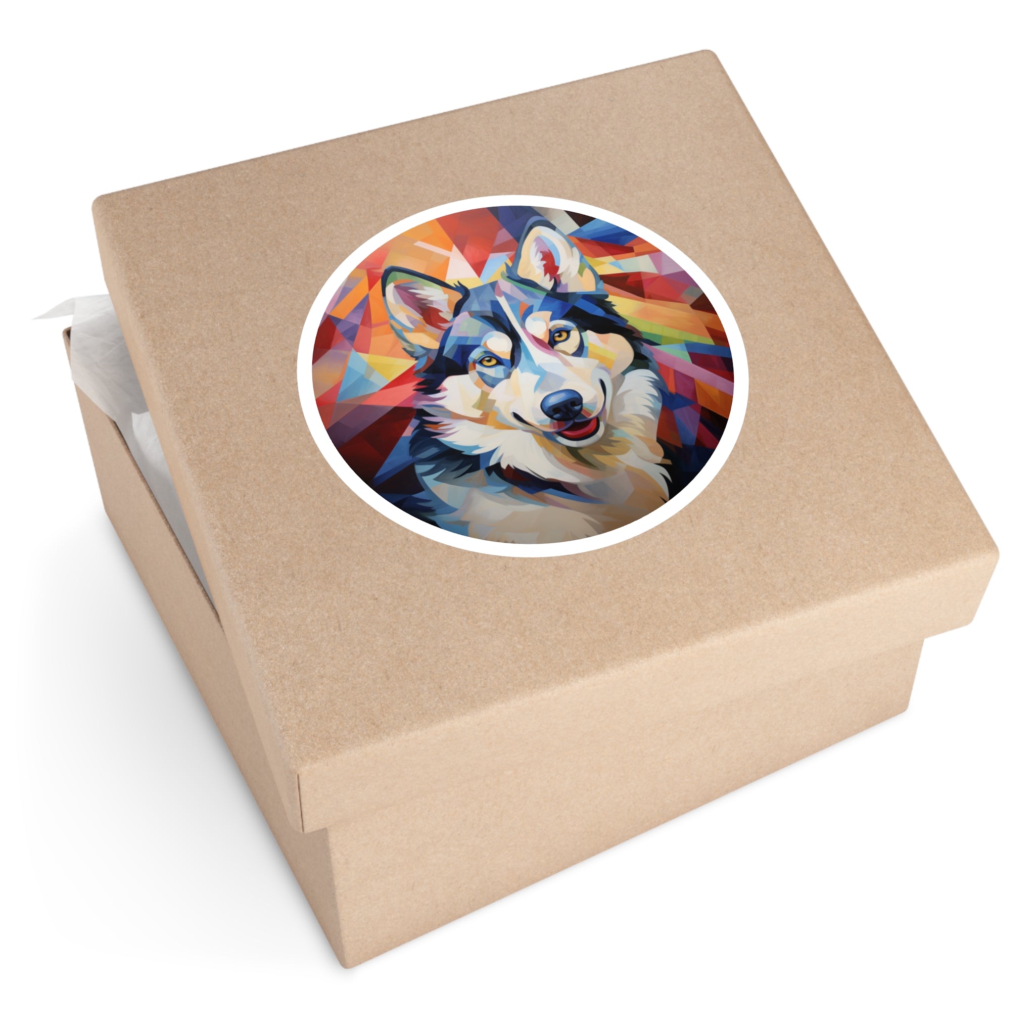 Alaskan Malamute, Cubism Sticker, Laptop Decal, Gift for Dog Lovers