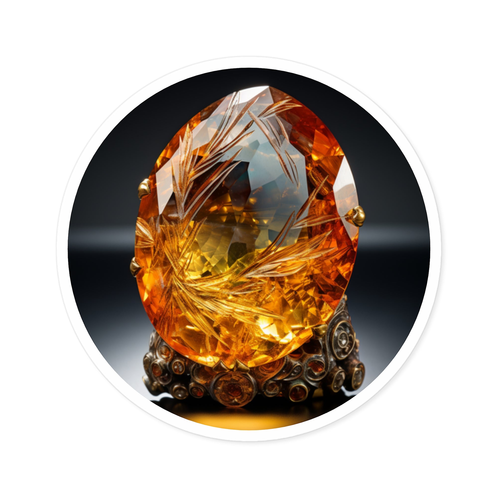 Citrine Gem, Detailed Art Sticker, Notebook Decor, Crystal Gift