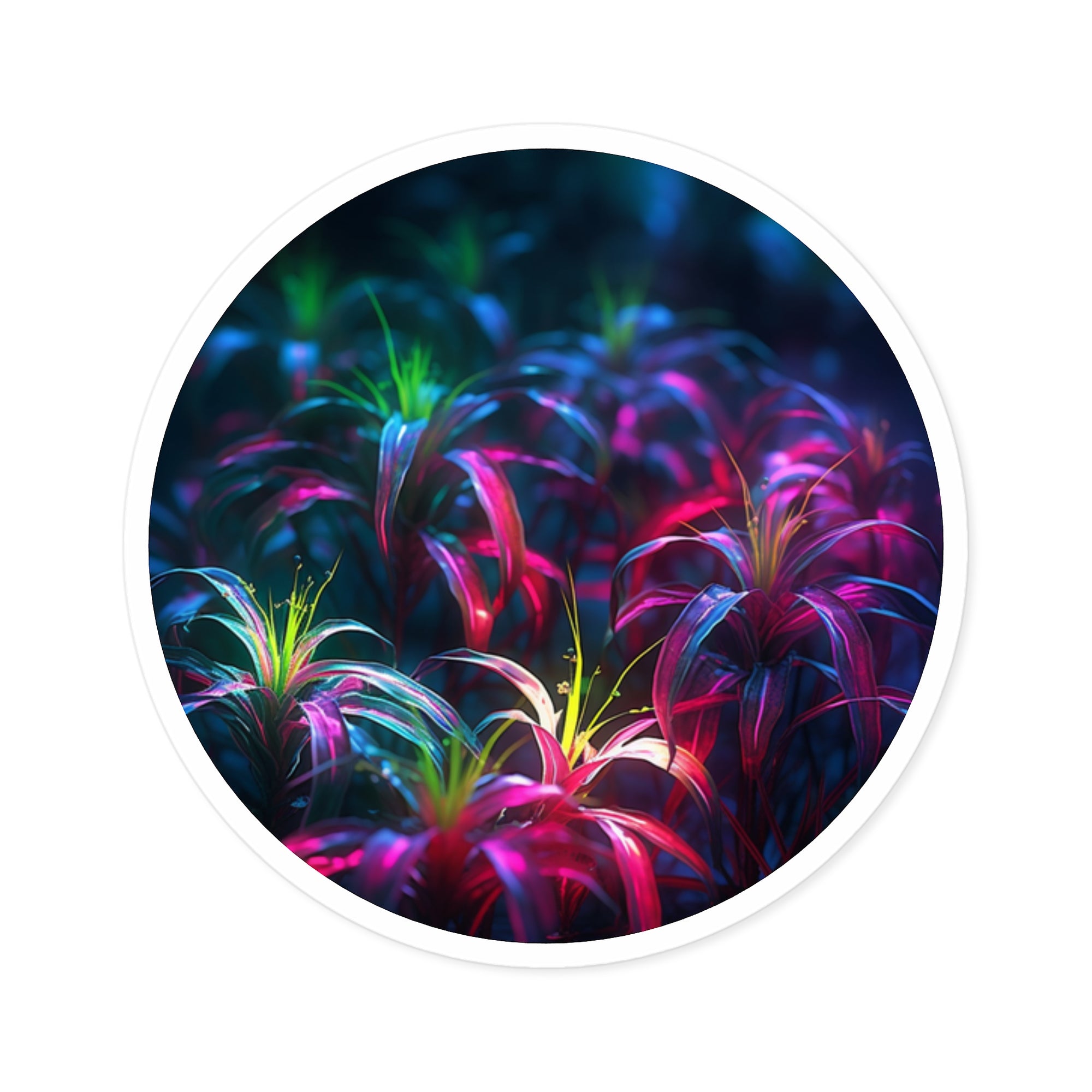 Colorful spider plants, vivid garden Sticker, fantasy foliage, abstract nature