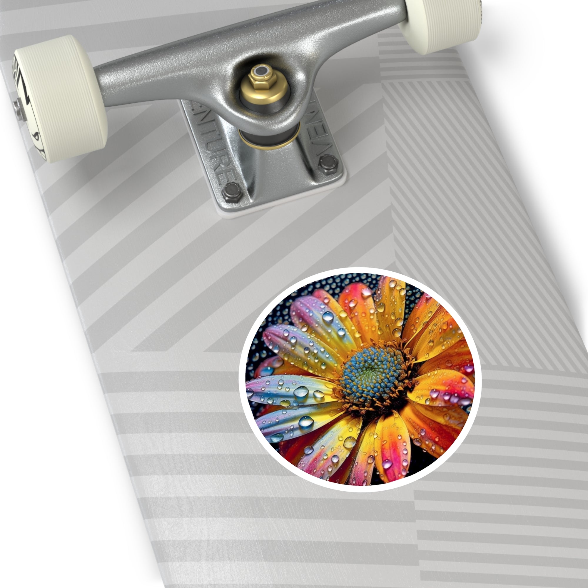 Rainbow Daisy, Macro Sticker, Laptop Decal, Gift for Flower Lovers