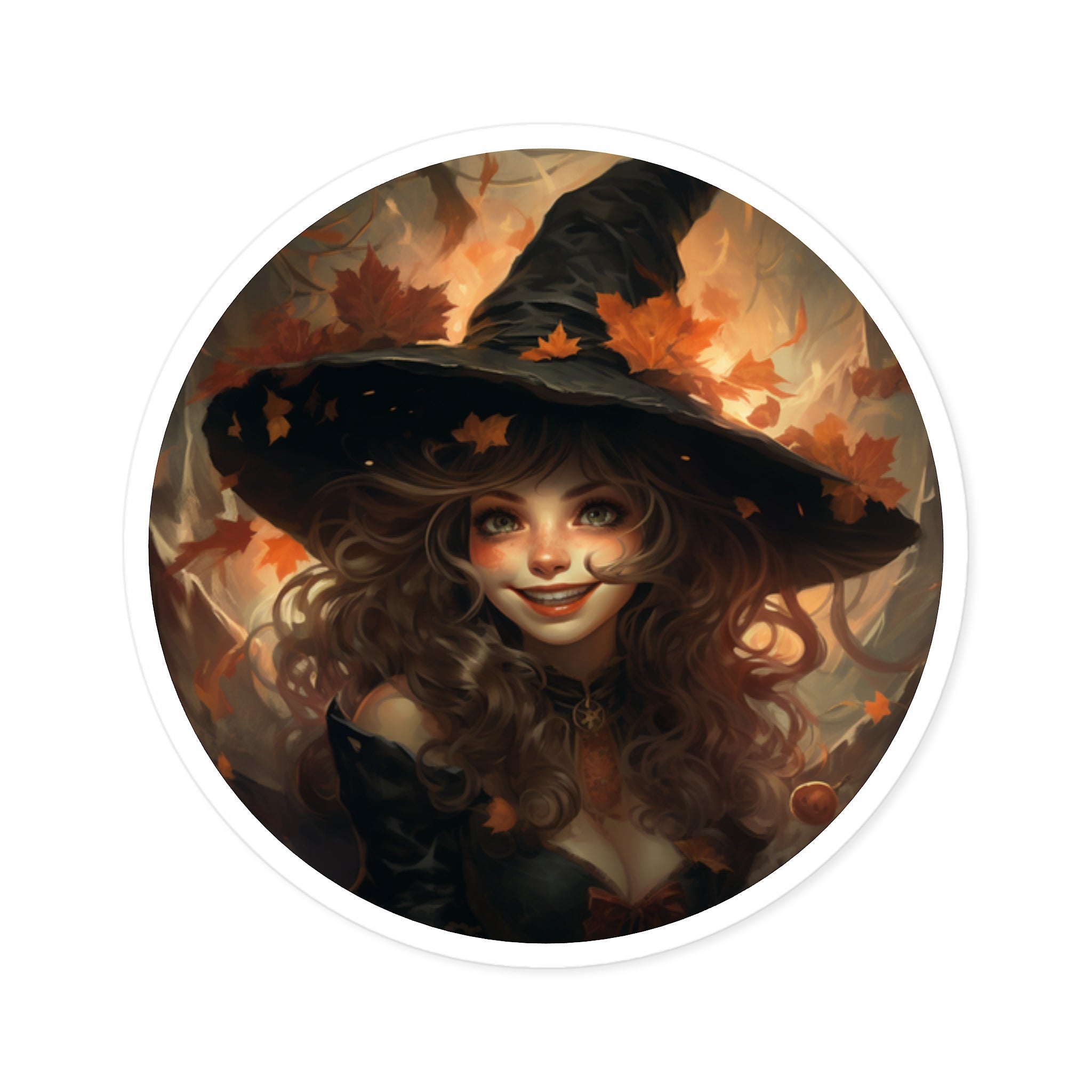 Halloween Witch Sticker, Cute Autumn Design, Pumpkin Magic, Spooky Aesthetic