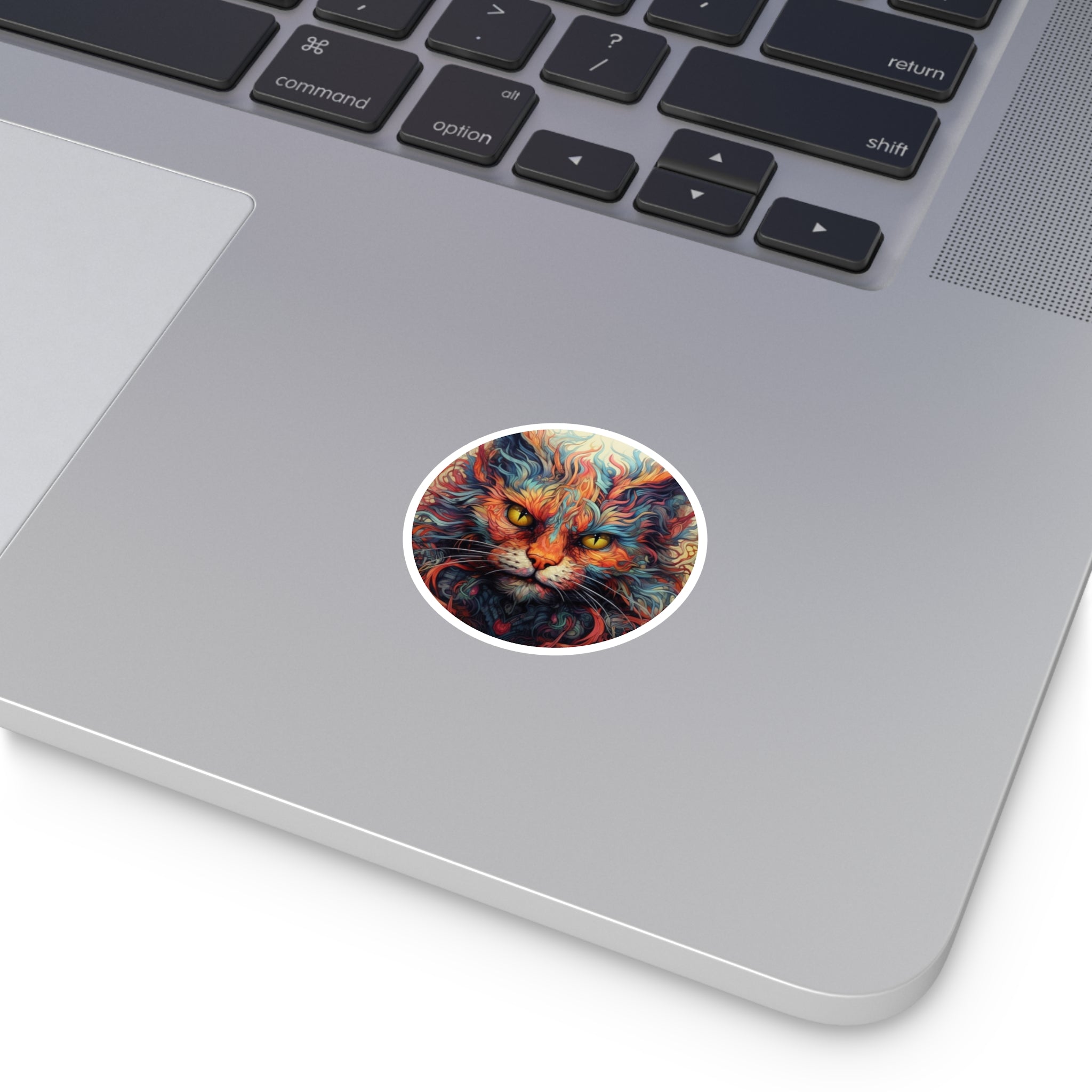 Colorful Cat Sticker, Trippy Feline Art, Psychedelic Design, Vibrant Gift