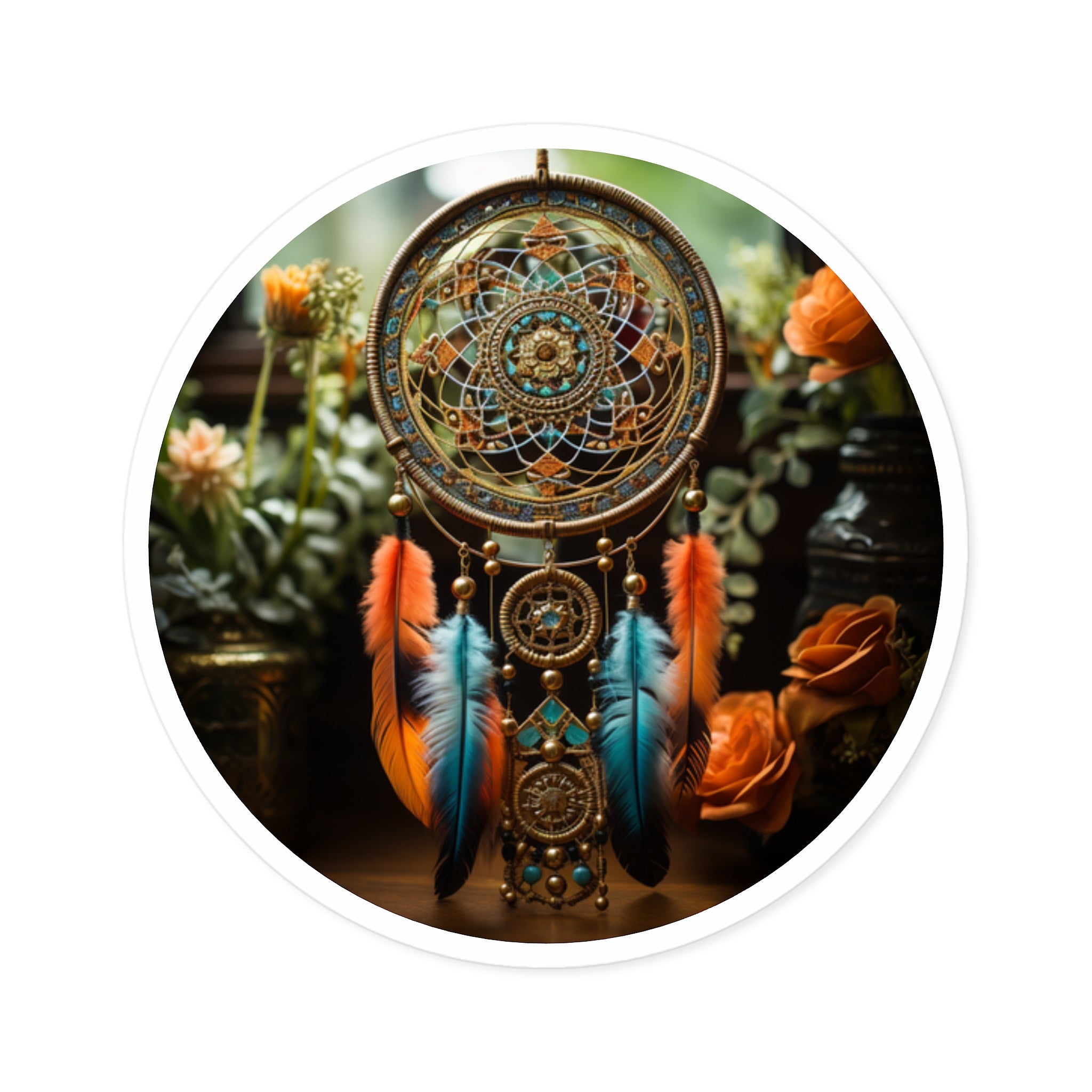 Bohemian Dreamcatcher, Feather Decor Sticker, Laptop Decal, Tranquil Art Gift