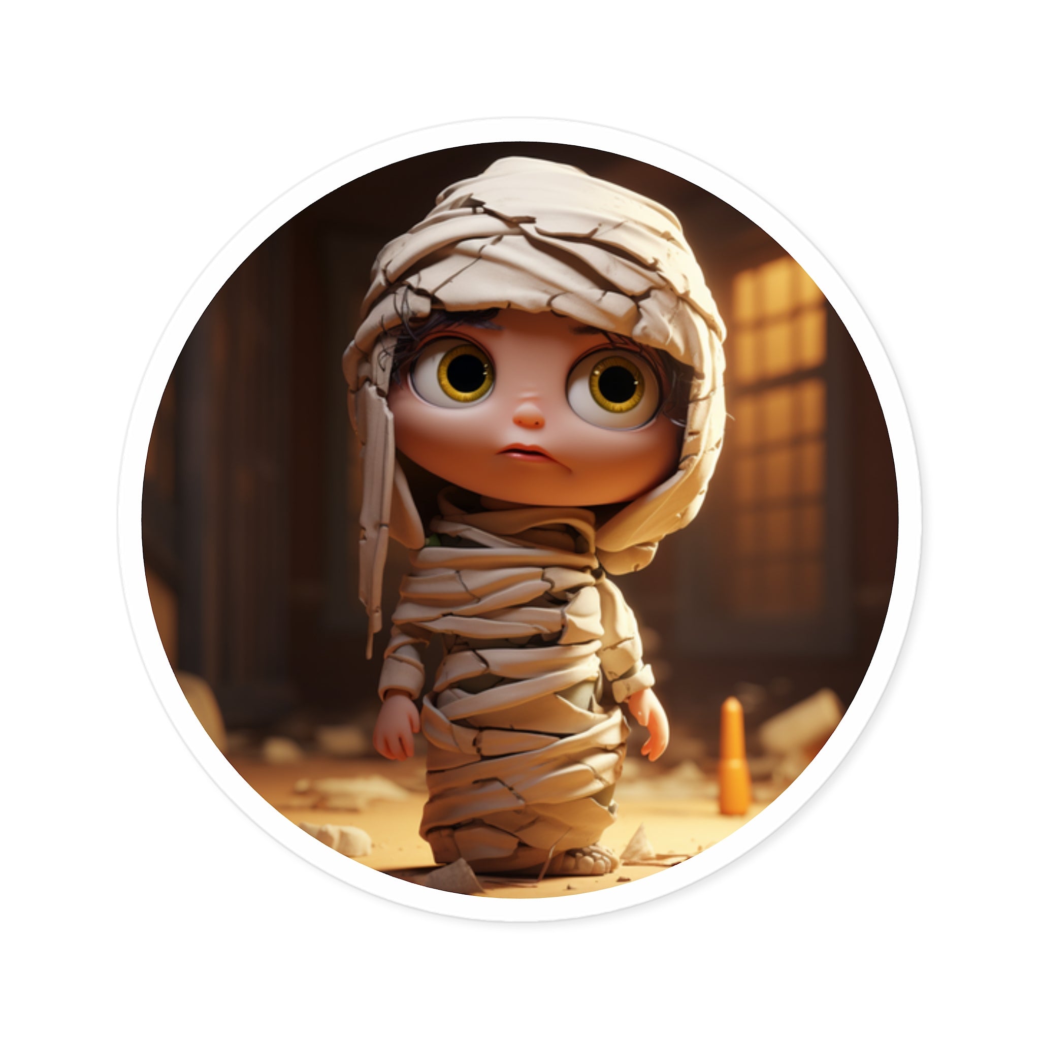 Cute Mummy Sticker, Pixar Halloween Design, Spooky Fun Art