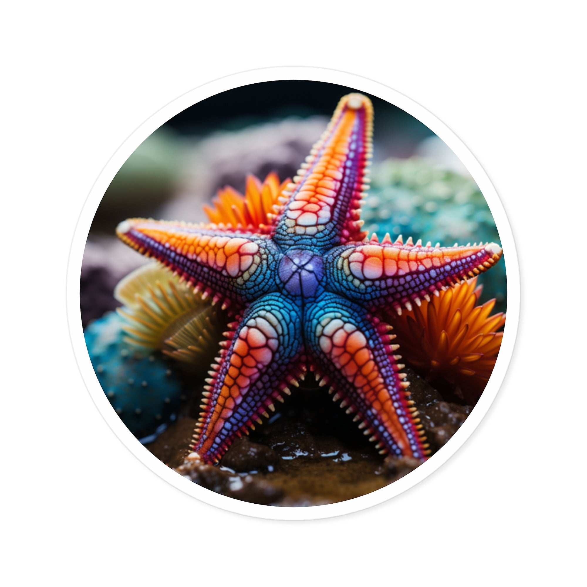 Colorful Starfish, Ocean Life Sticker, Laptop Decal, Beach Aesthetic Gift