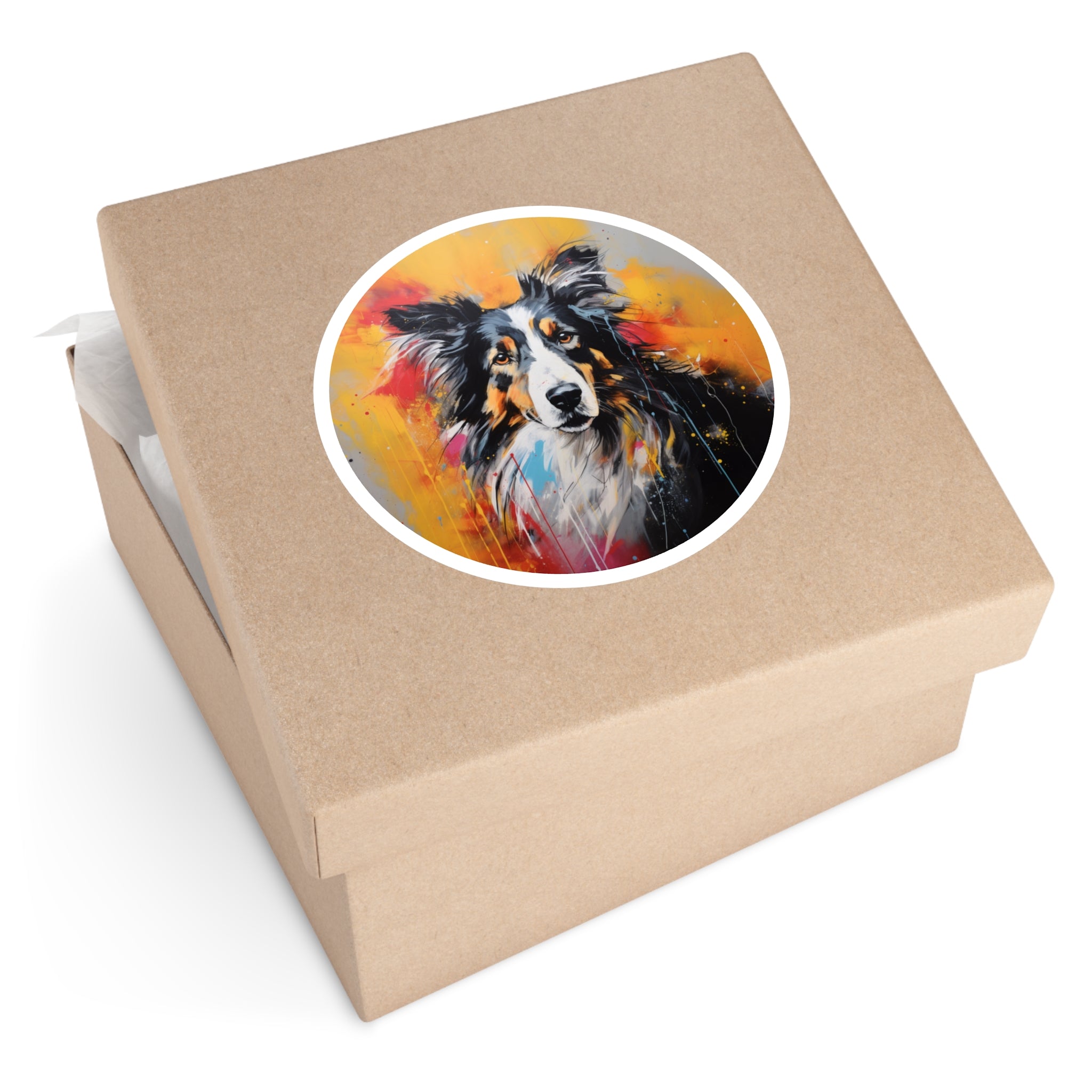Collie, Abstract Expressionism Sticker, Laptop Decal, Gift for Dog Lovers