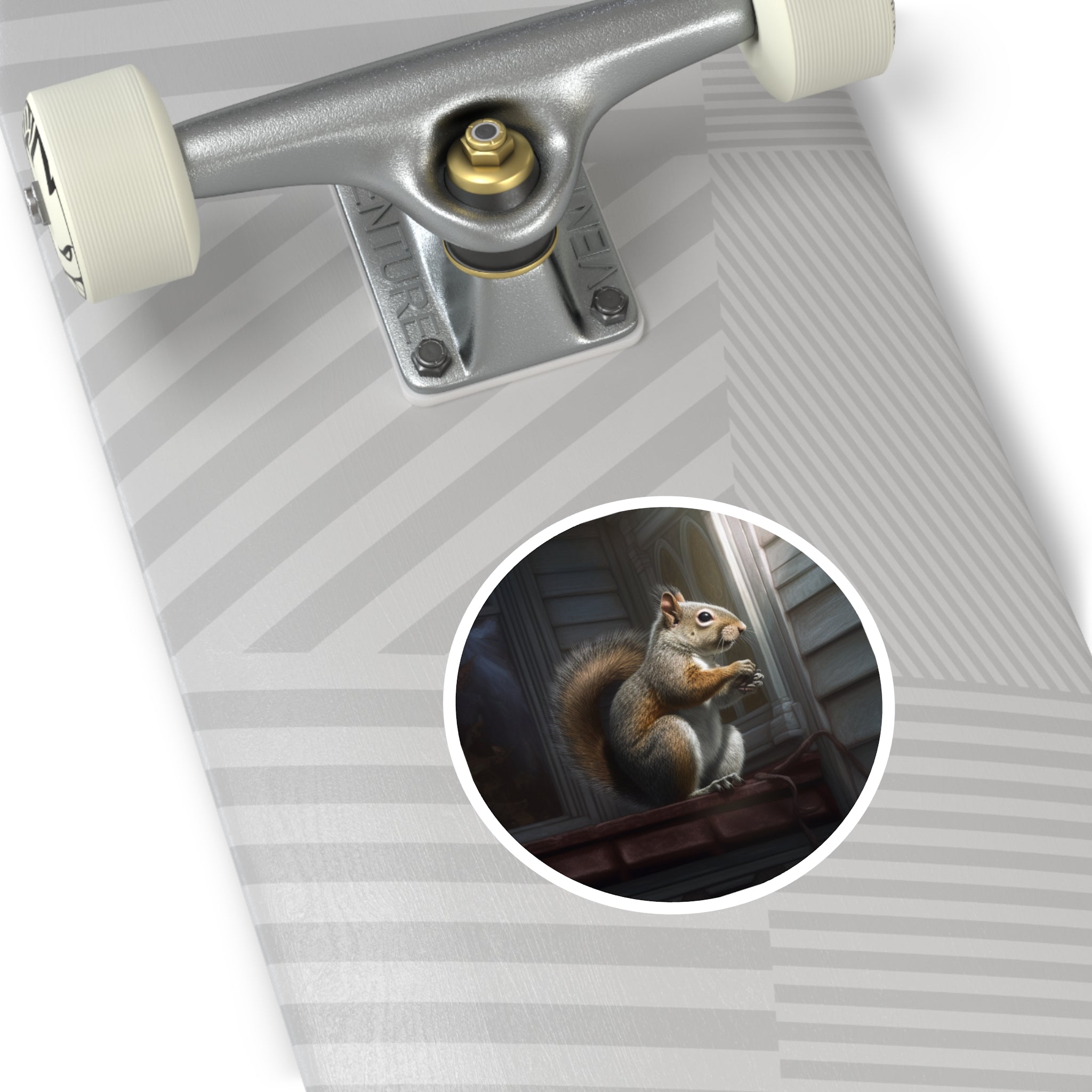 Squirrel Sticker, Realistic Animal Design, Mischievous Scene, Woodland Art