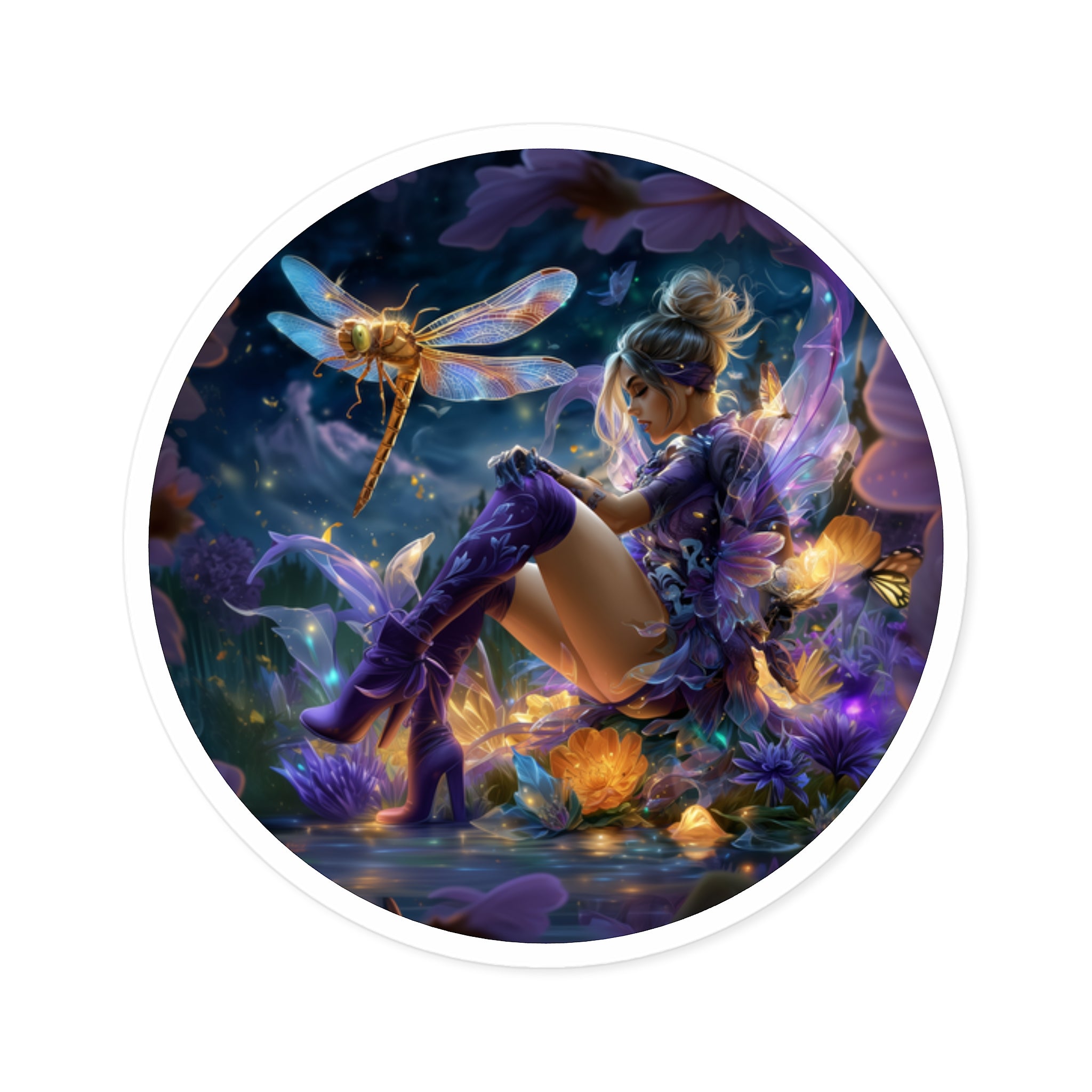 Purple Dragonfly Spirit Sticker