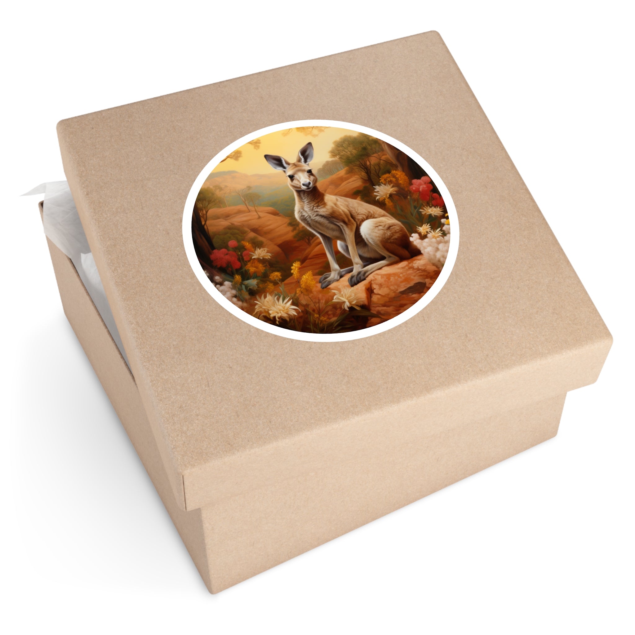 Kangaroo in Nature, Australian Wildlife Sticker, Realistic Design, Travel Gift