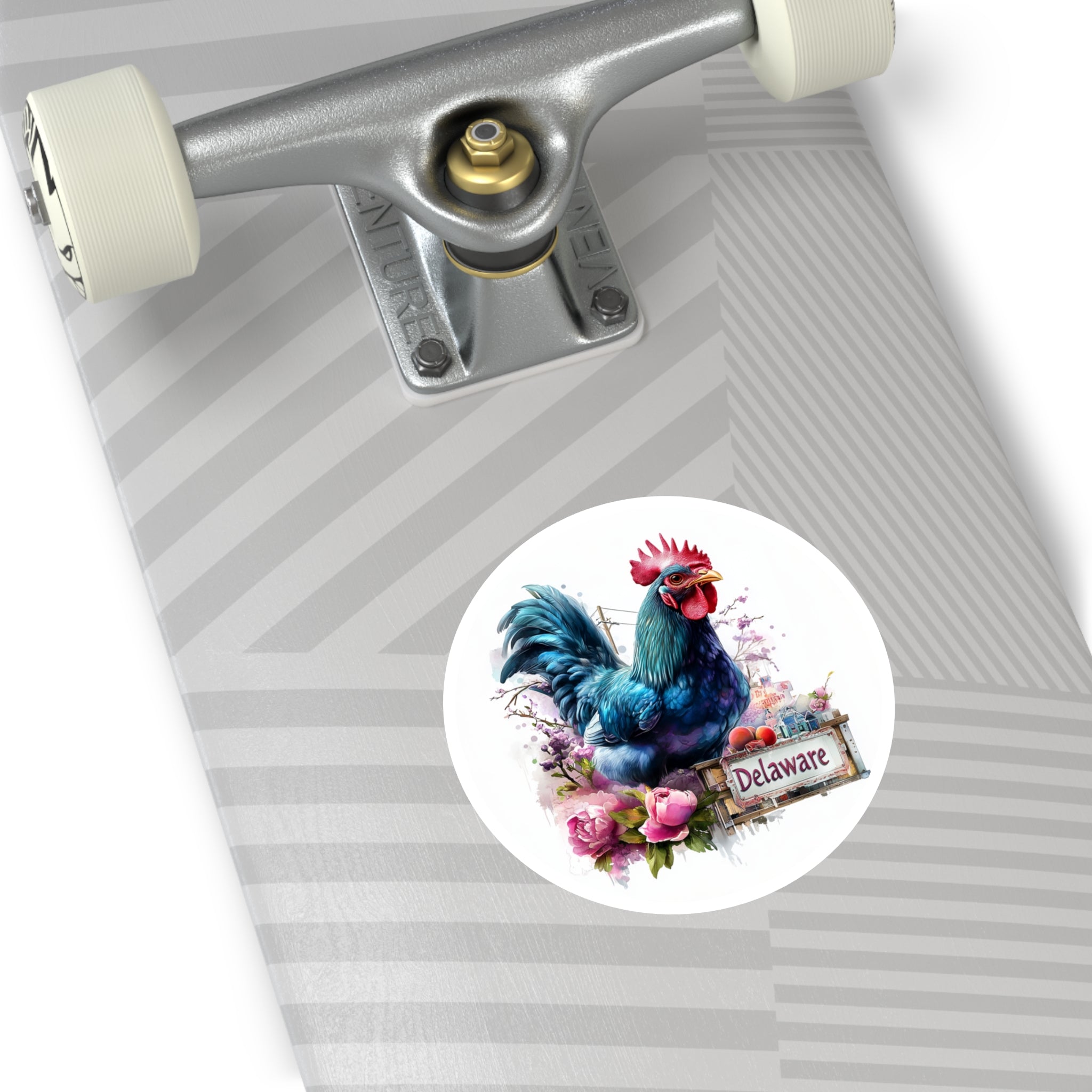 Delaware Blue Hen Chicken, Floral Sticker, State Bird Art, Farm Life Design