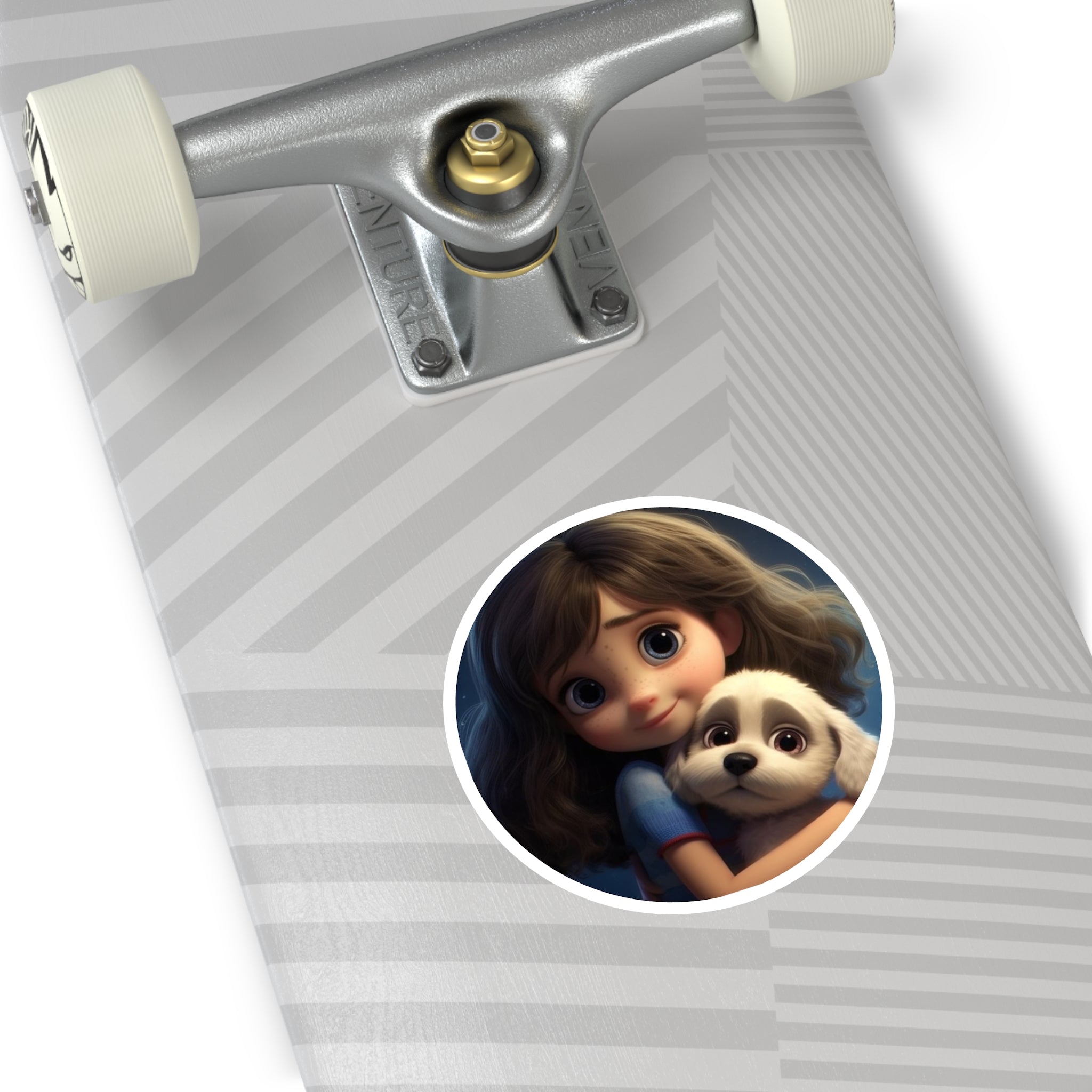 Girl & Puppy Hug, Sweet Sticker, Pet Lovers, Adorable Gift