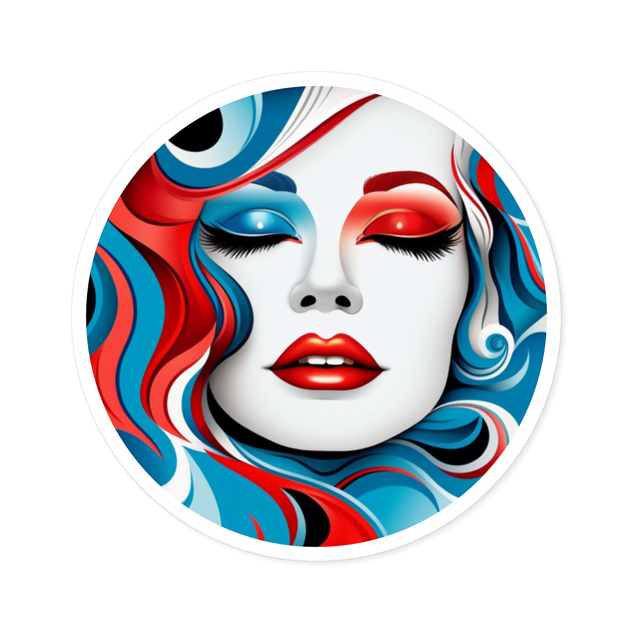 Surreal Makeup Art Sticker, Modern Vector Design, Bold Beauty Style, Artistic Gift