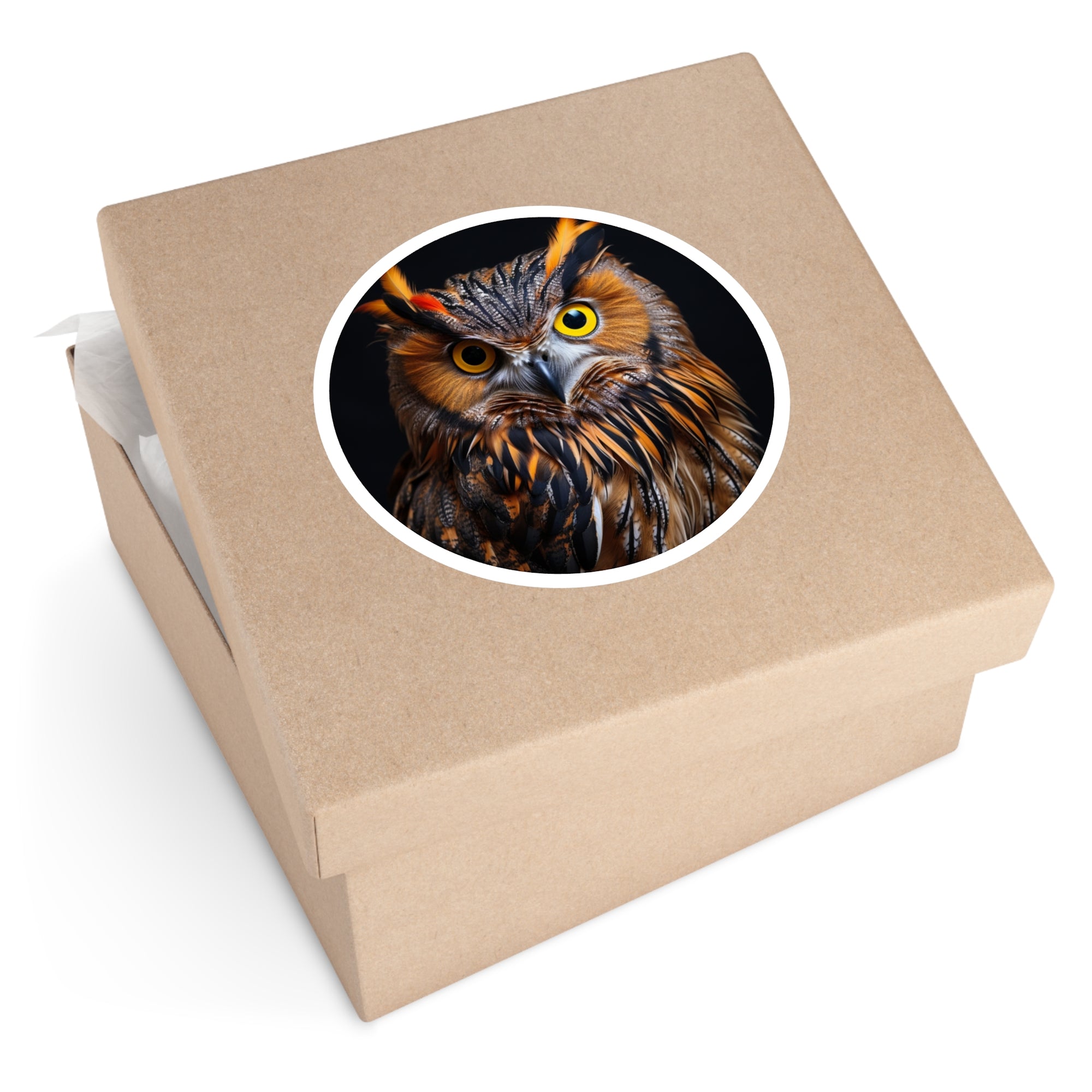 Owl Sticker, Bright Eyes Design, Realistic Wildlife Art, Nocturnal Nature Gift