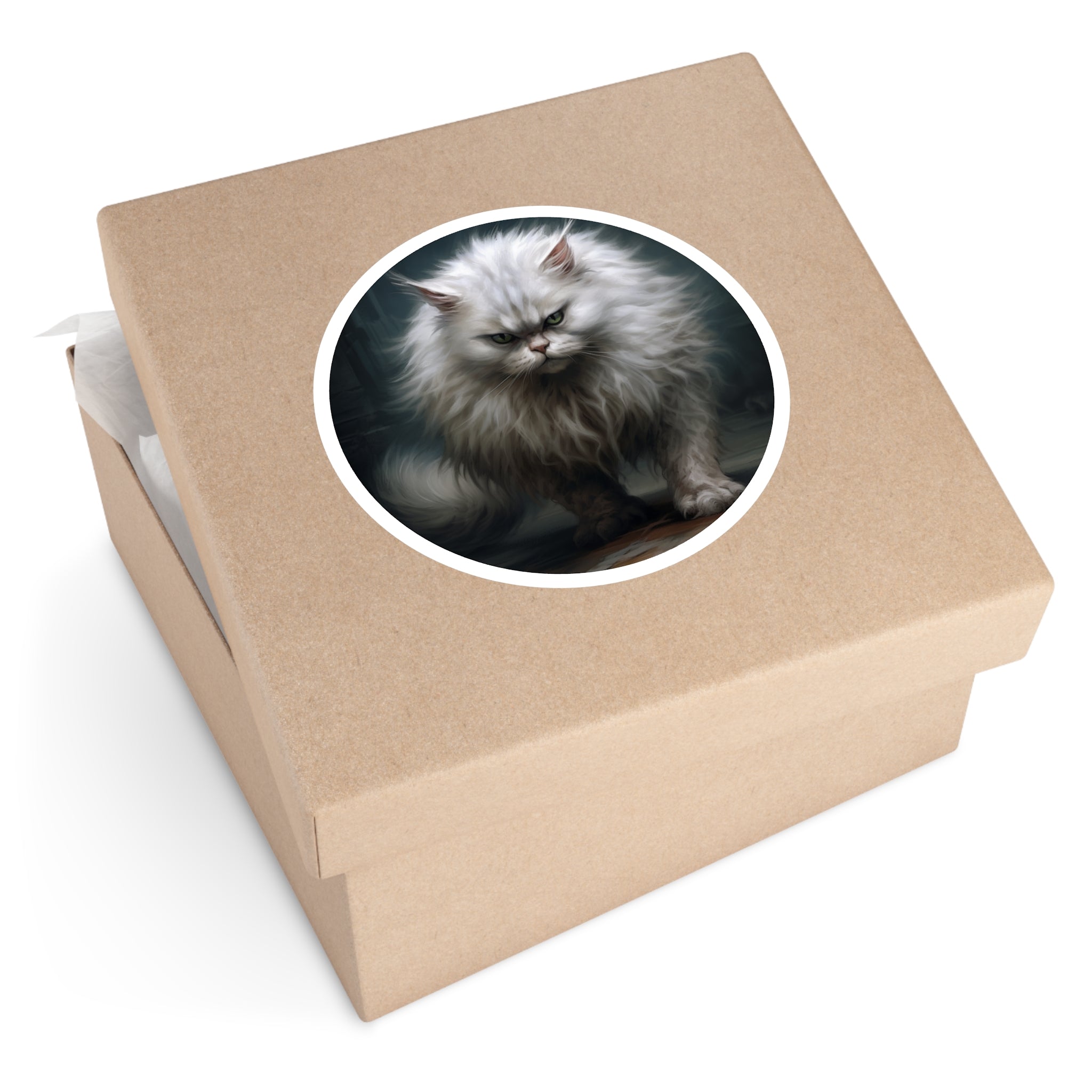 Angry Fluffy Cat, Realistic Feline Sticker, Funny Animal Design, Pet Humor