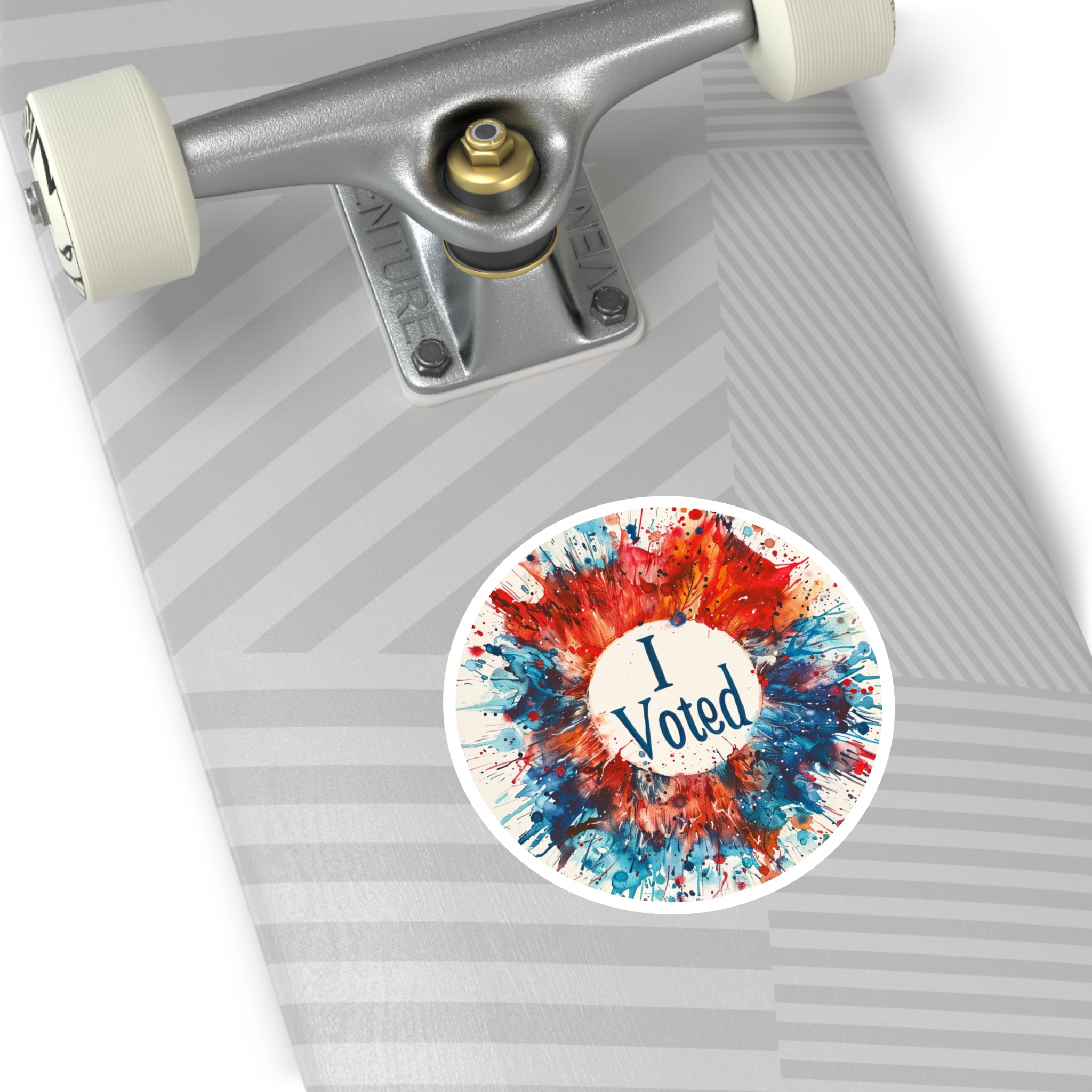 I Voted Circle Sticker, Red White Blue Splash Art, Patriotic Design, Election Gift