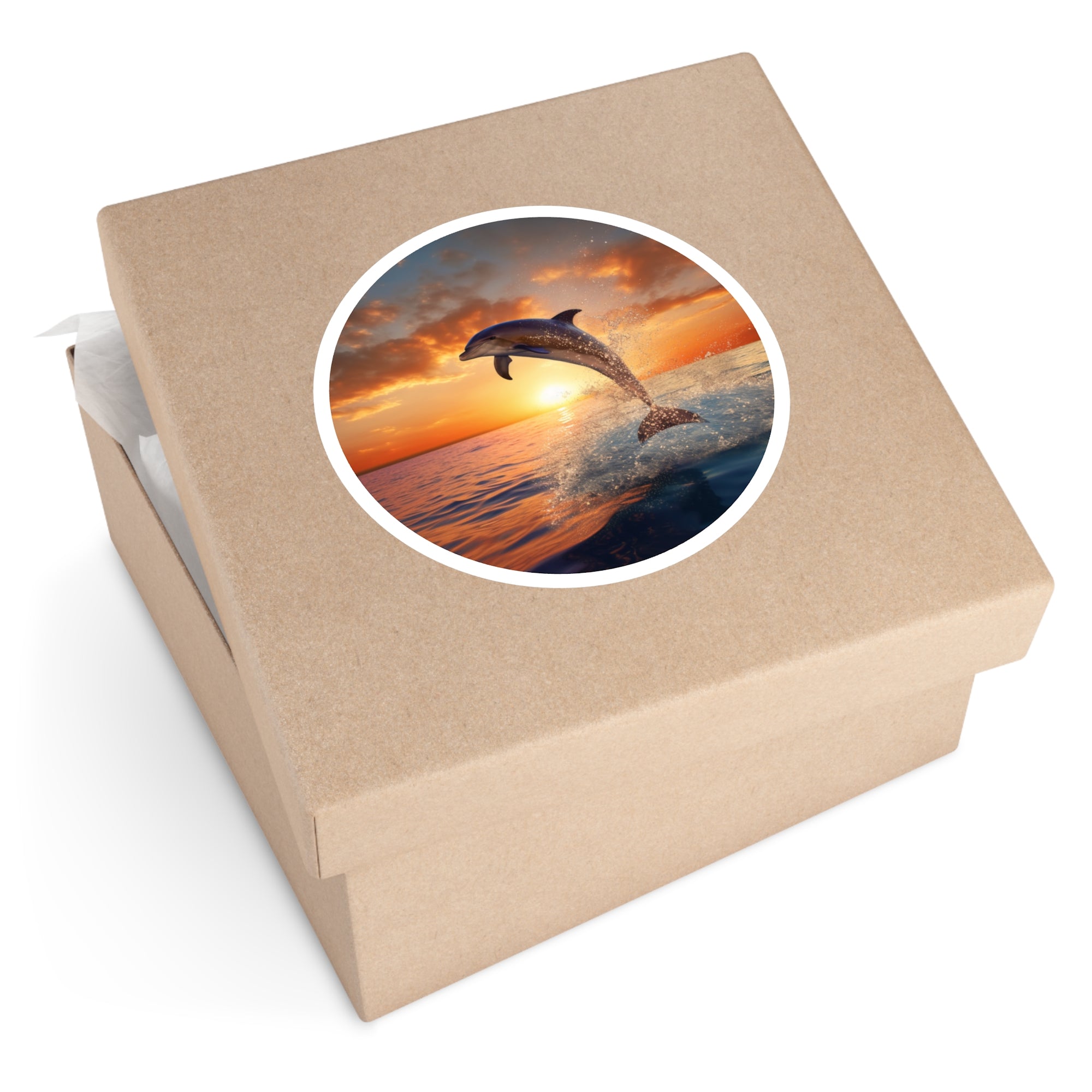 Dolphin at Sunset, Ocean Animal Sticker, Beach Art, Marine Life Gift