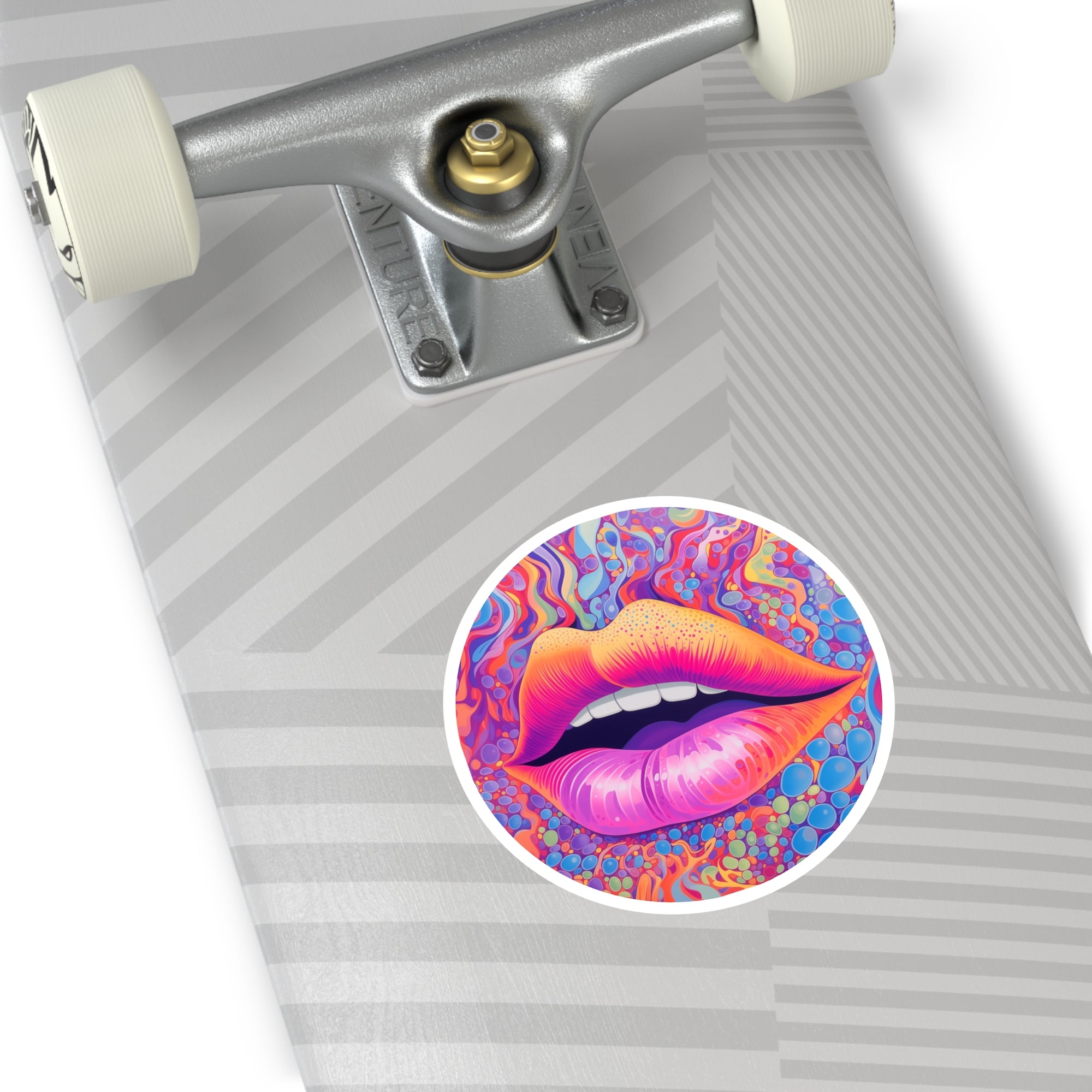 Psychedelic Lips Sticker, Trippy Pop Art Design, Color Explosion, Retro Vibe