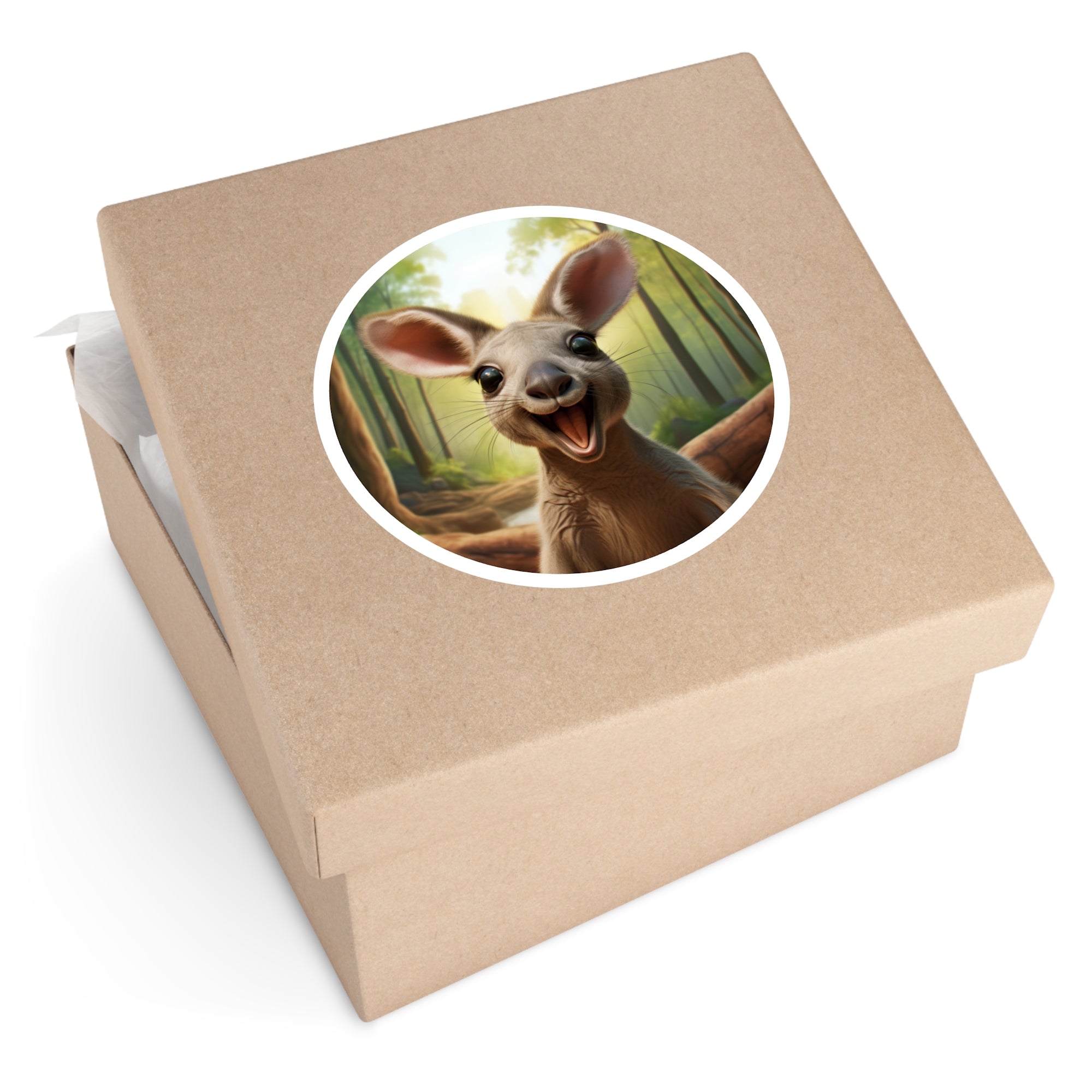 Happy Kangaroo Sticker, Cute Animal Art, Joyful Wildlife Design, Fun Gift