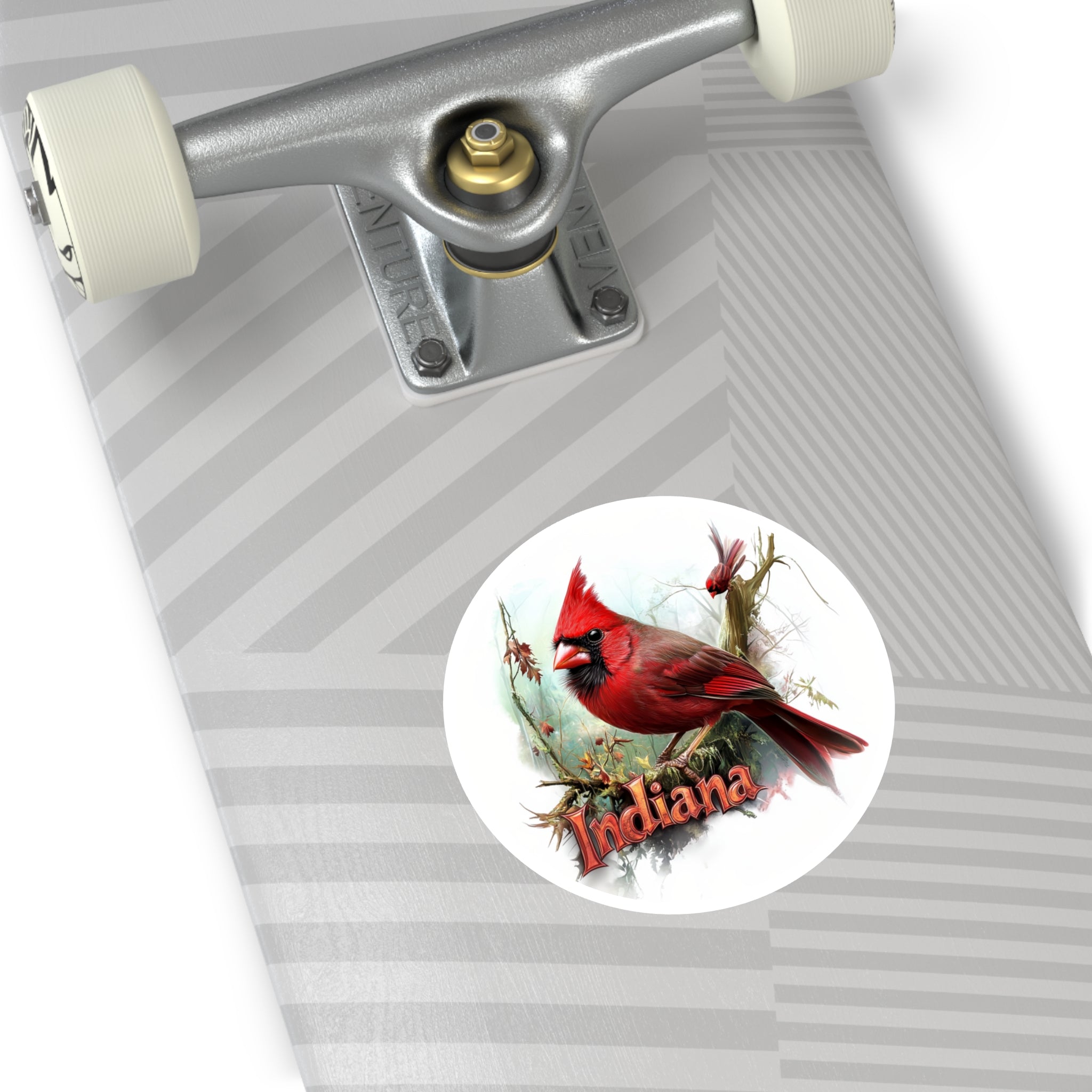 Indiana Cardinal Sticker, State Bird Art, Forest Scene, Nature Design