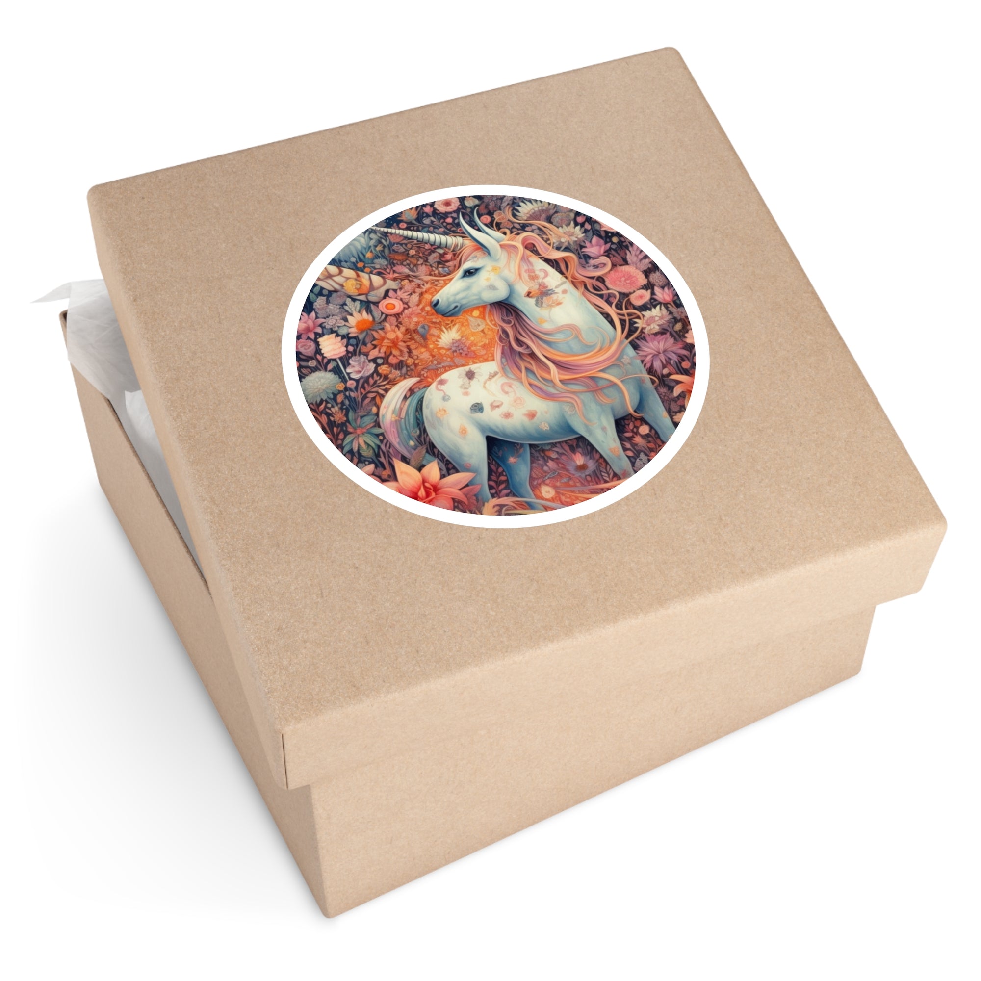 Floral Unicorn Portrait, Fantasy Art Sticker, Laptop Decoration, Dreamer Gift