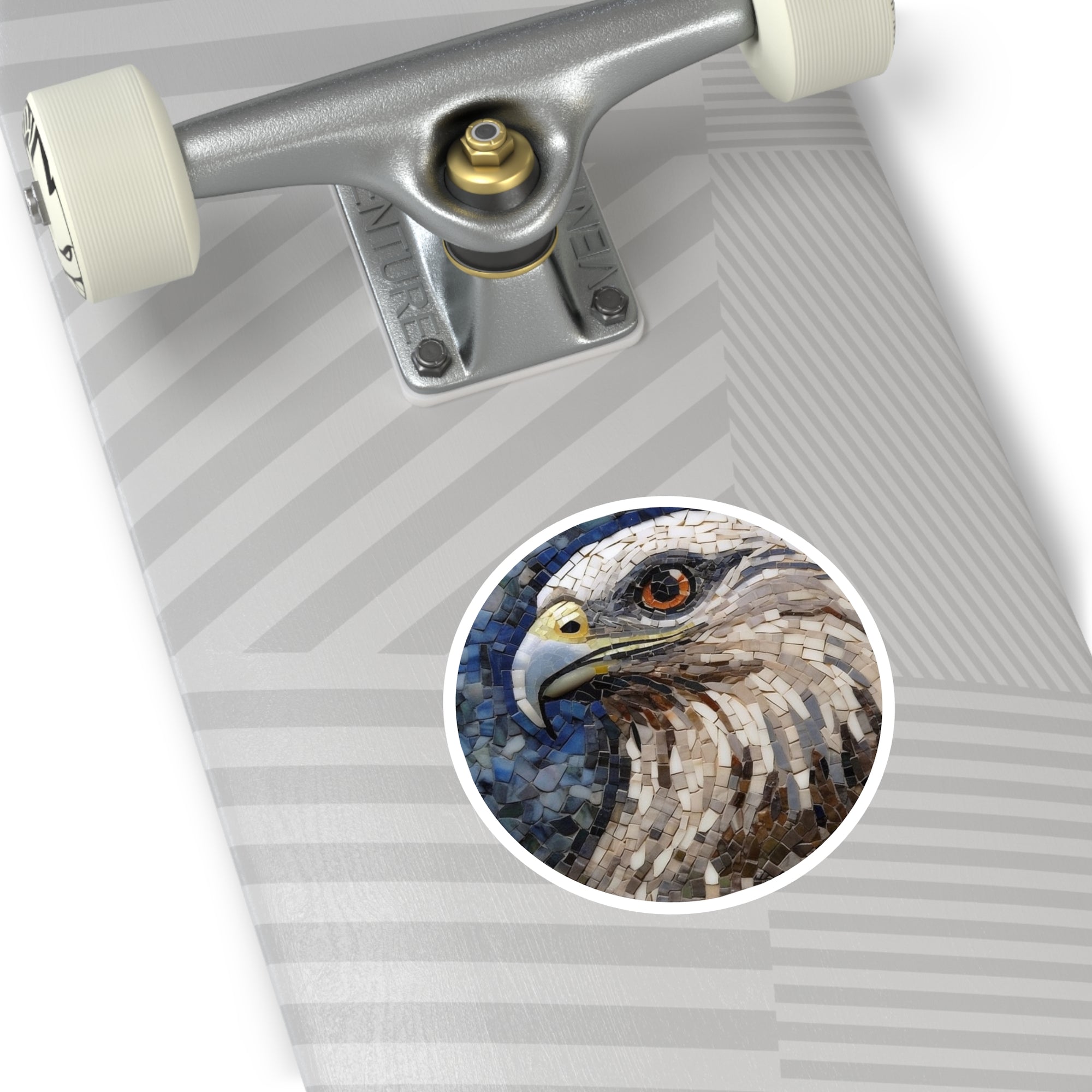 Eagle Mosaic Sticker, Blue and Gold Design, Artistic Bird, Nature Theme