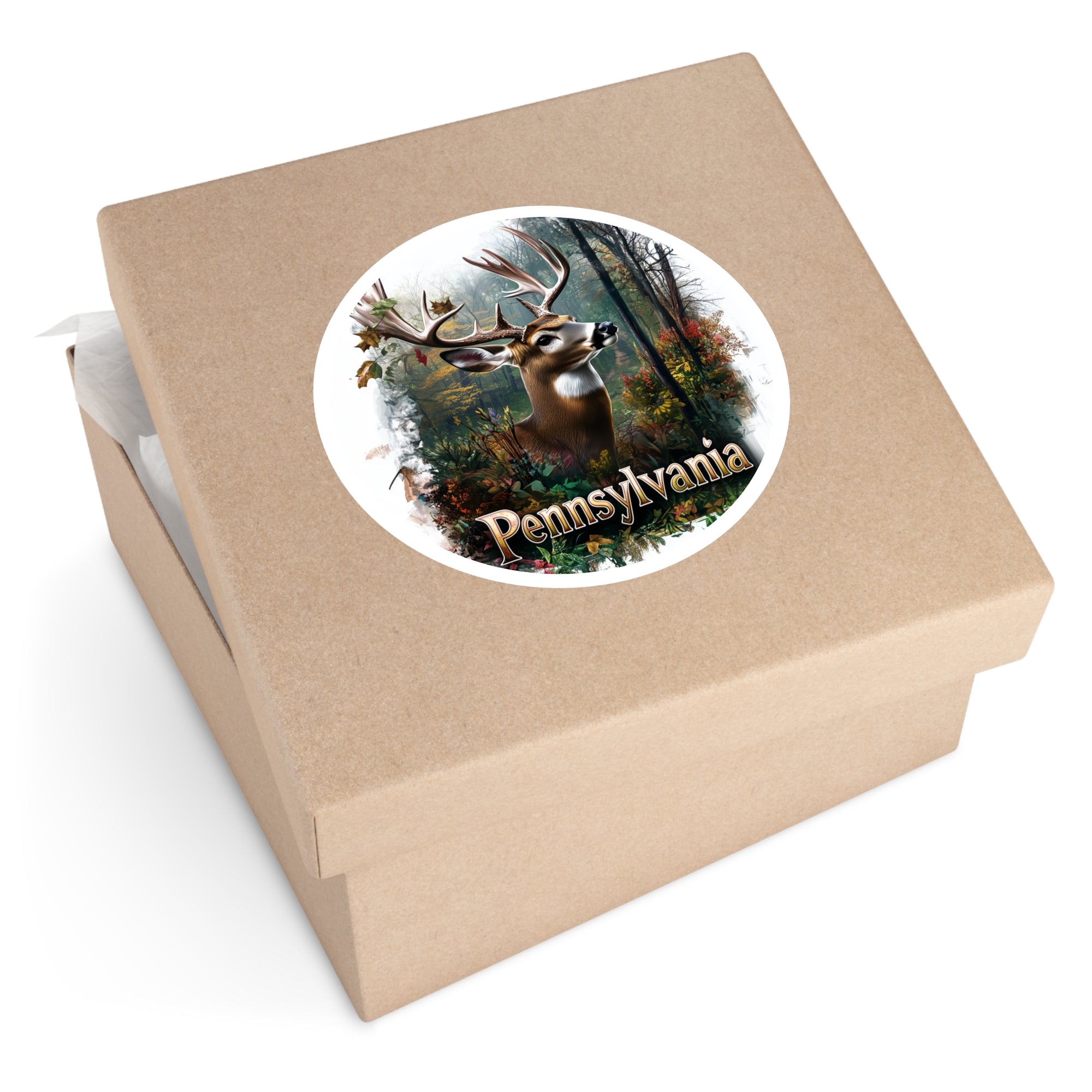 Pennsylvania Deer Sticker, State Wildlife Design, Woodland Nature Art, Rustic Outdoors