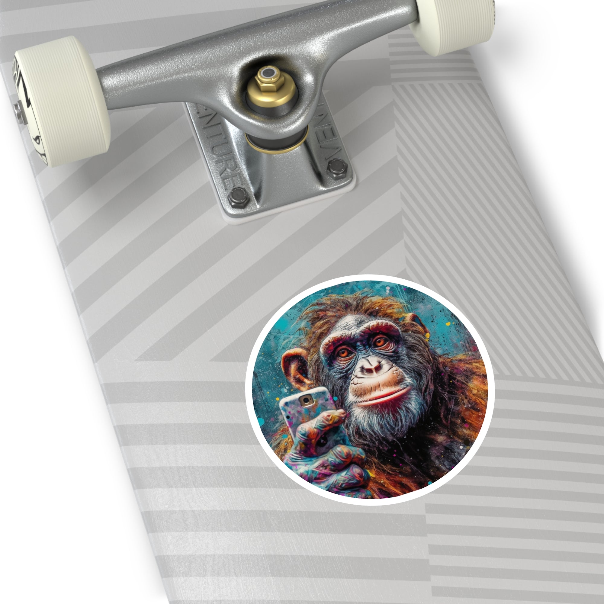 Selfie Monkey Sticker, Funny Animal Art, Street Style, Colorful Design