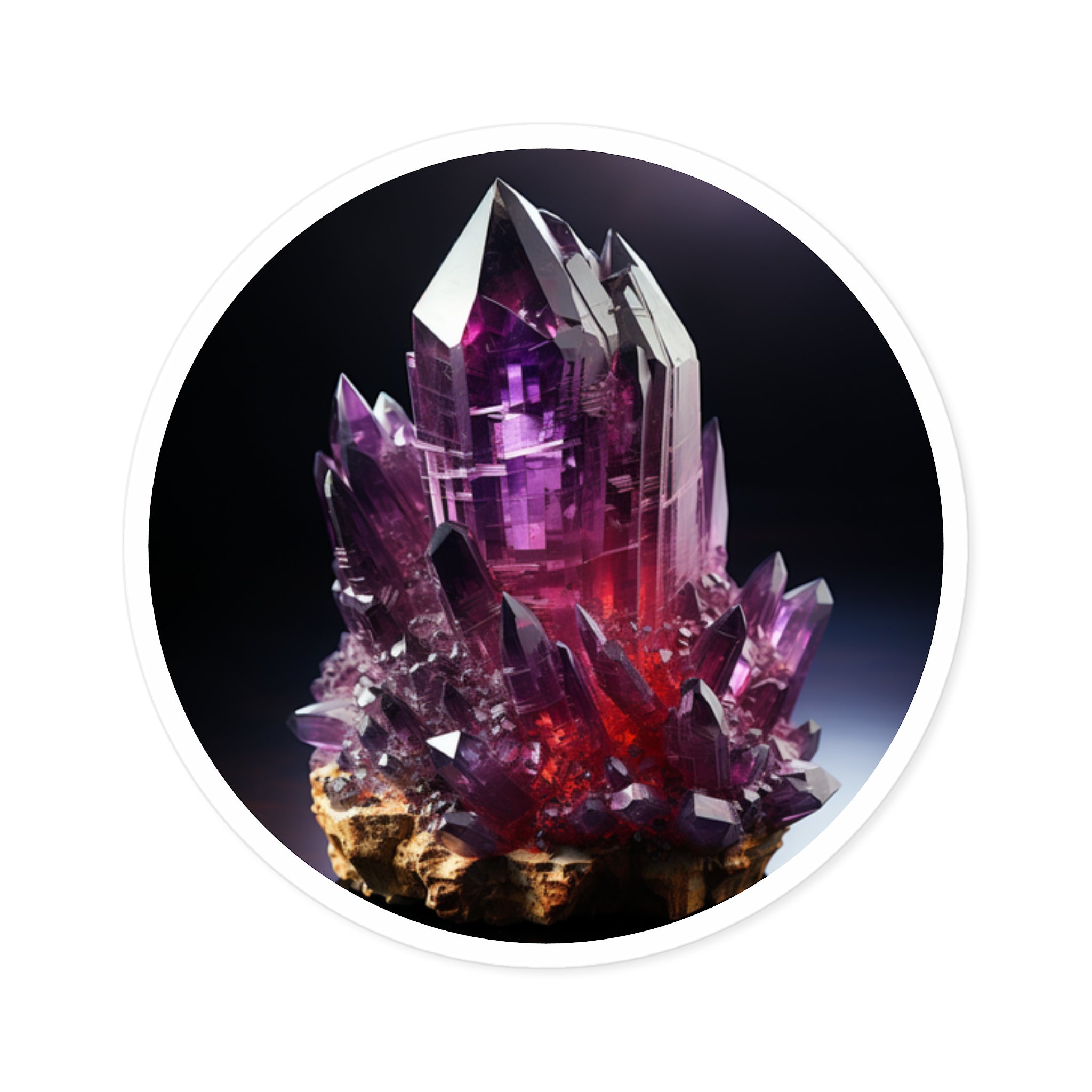 Amethyst Crystal Cluster, Realistic Gemstone Sticker, Gift for Crystal Lovers, Mystical Decor