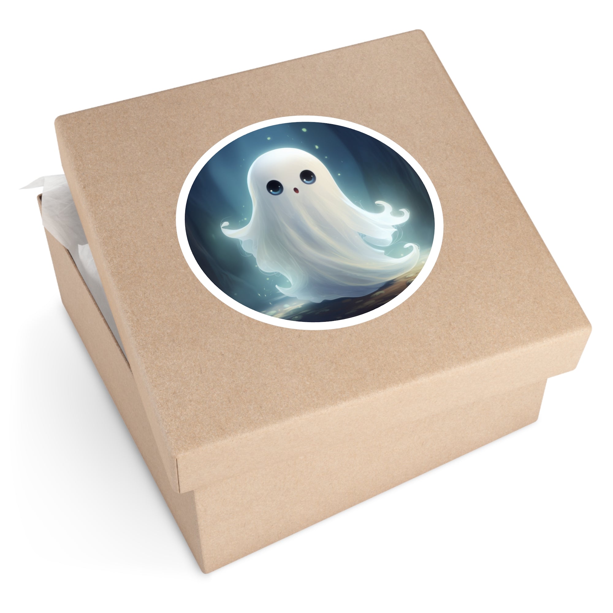 Cute Ghost Sticker, Kawaii Halloween Design, Spooky Season Art