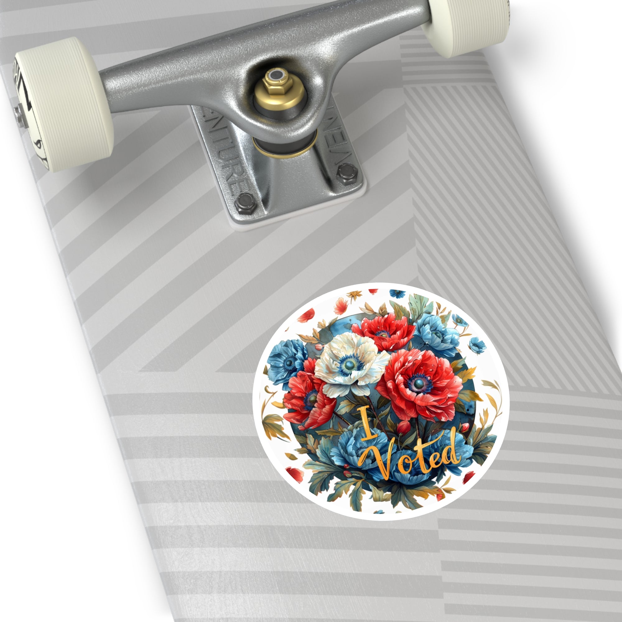 I Voted Floral Sticker, Patriotic Flowers Art, Red White Blue Design, Pride Gift