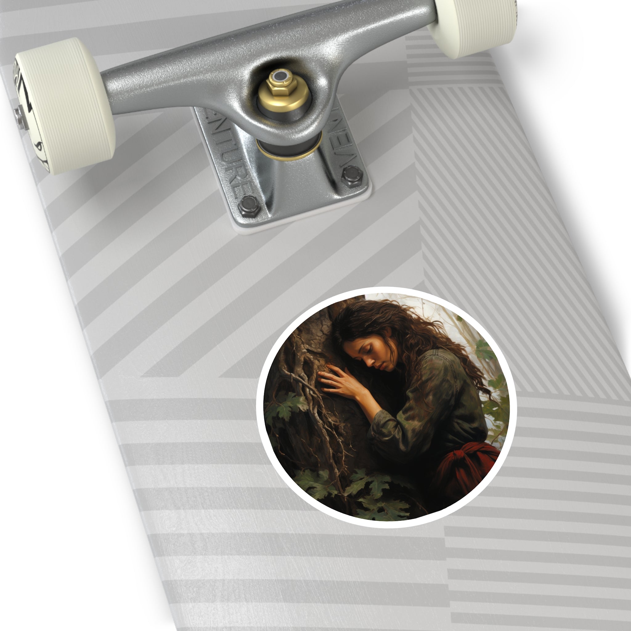 Nature Connection, Woman & Tree Sticker, Earthy Calm, Peaceful Design