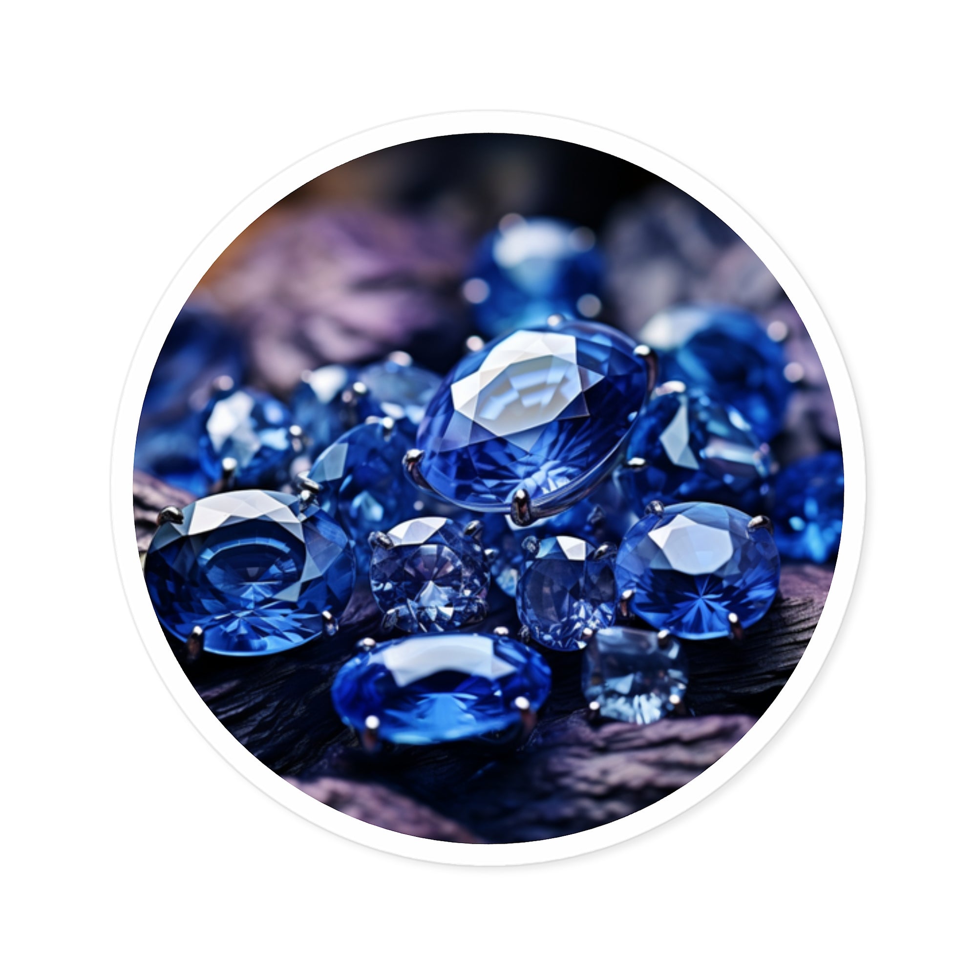 Sapphire Crystals, Blue Gemstone Sticker, Classic Luxury Art, Calm Gift