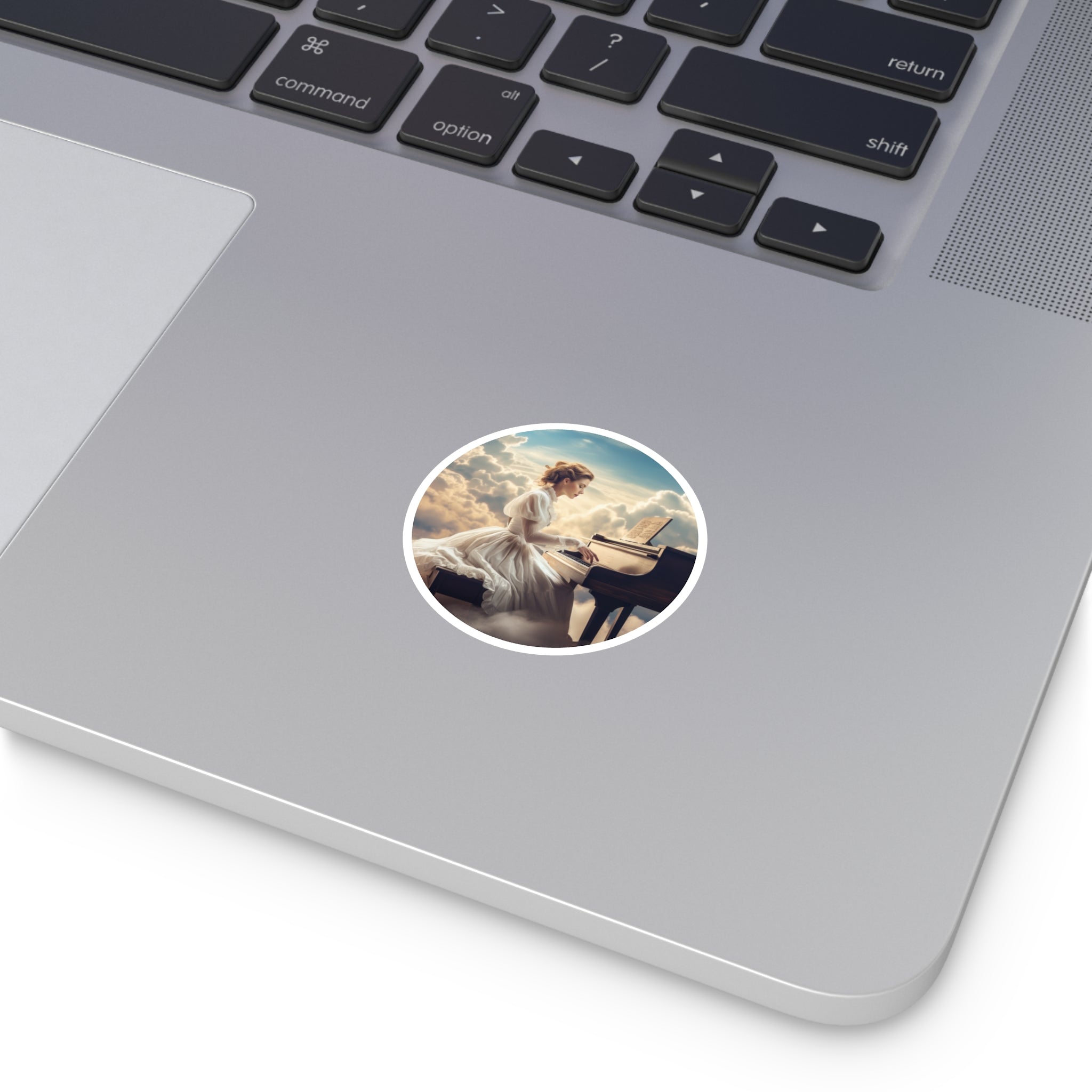 Piano in the Clouds, Dreamy Music Sticker, Elegant Art, Serene Scene