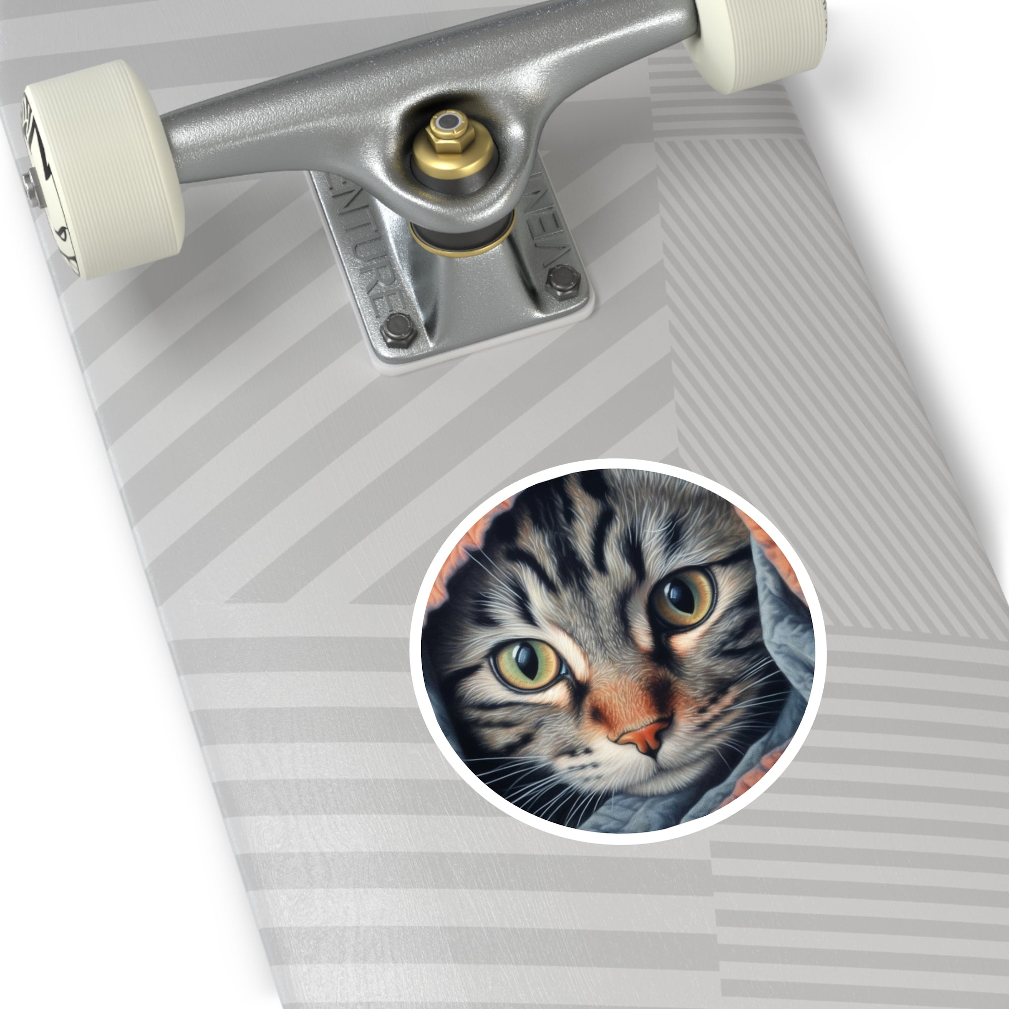 Shy Cat, Cozy Blanket Sticker, Warm Eyes, Gentle Realism