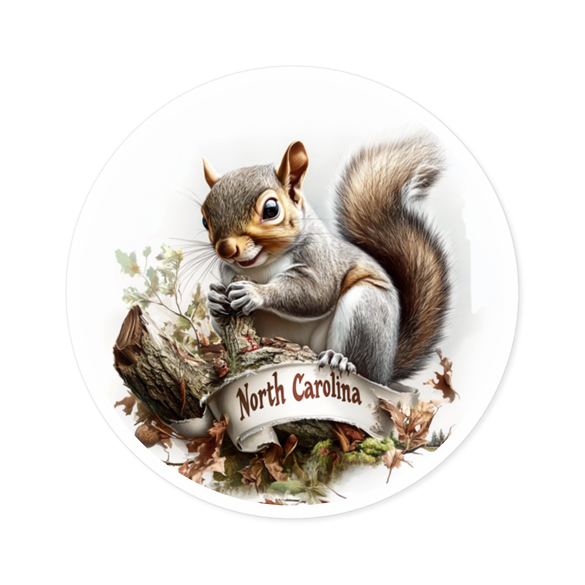 North Carolina Squirrel Sticker, State Animal Art, Forest Design, Nature Pride
