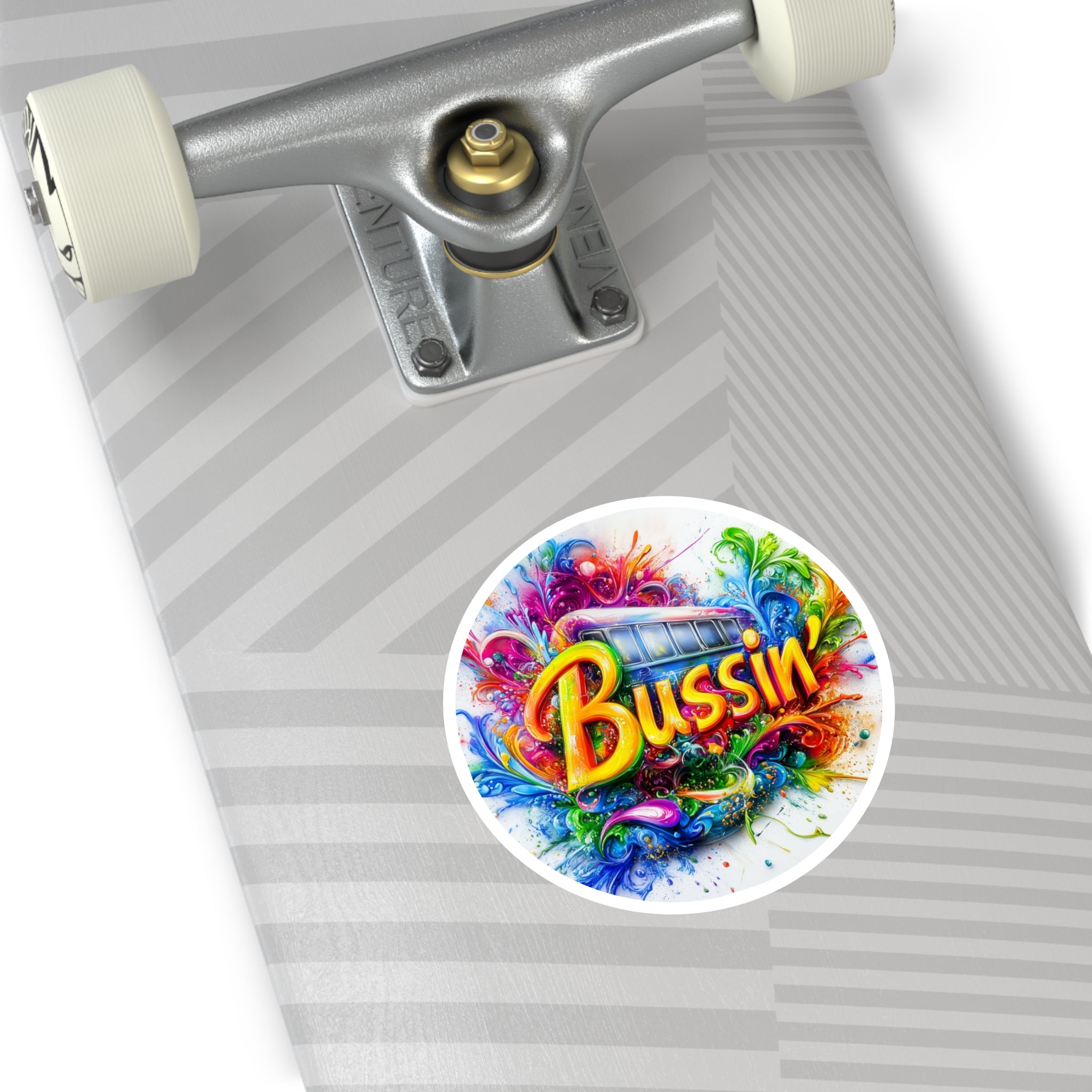 Bussin’ Sticker, Color Explosion Art, Bold Text Design, Street Style Gift
