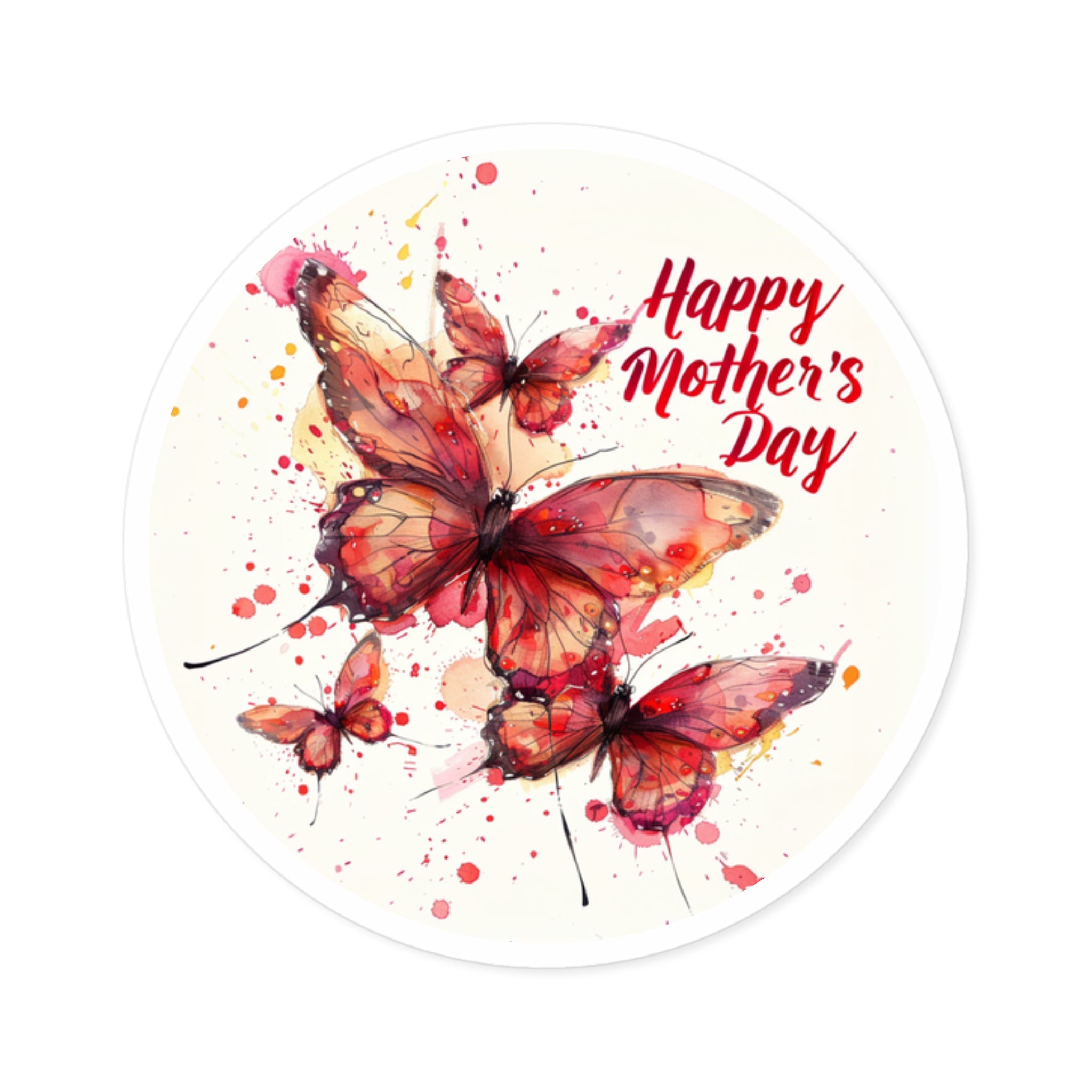 Happy Mother’s Day Sticker, Butterfly Art, Watercolor Design, Elegant Gift